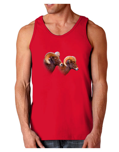 Two Majestic Bighorn Rams Dark Loose Tank Top-Mens Loose Tank Top-TooLoud-Red-Small-Davson Sales