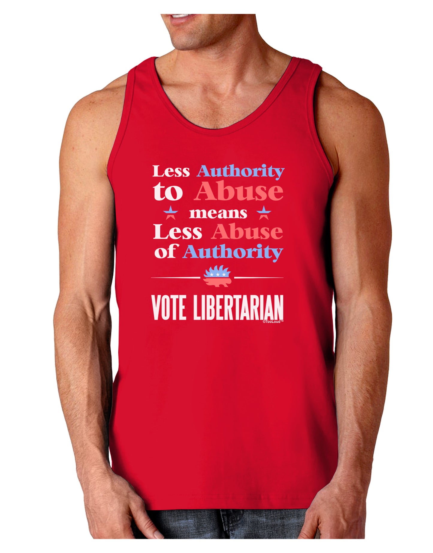 Libertarian Against Authority Abuse Dark Loose Tank Top-Mens Loose Tank Top-TooLoud-Red-Small-Davson Sales