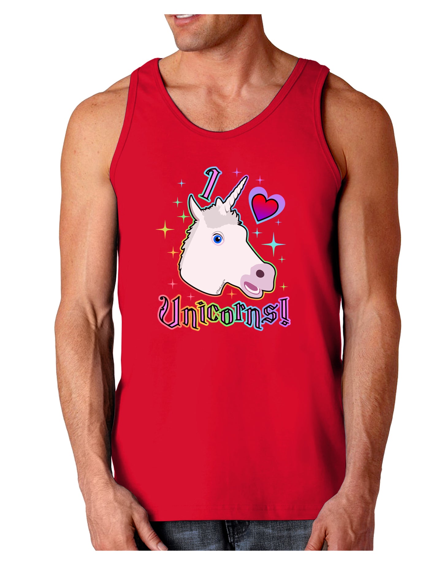 I love Unicorns Dark Loose Tank Top-Mens Loose Tank Top-TooLoud-Red-Small-Davson Sales