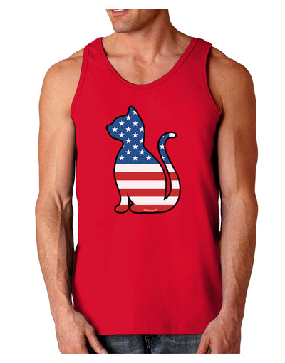 Patriotic Cat Design Dark Loose Tank Top by TooLoud-Mens Loose Tank Top-TooLoud-Red-Small-Davson Sales