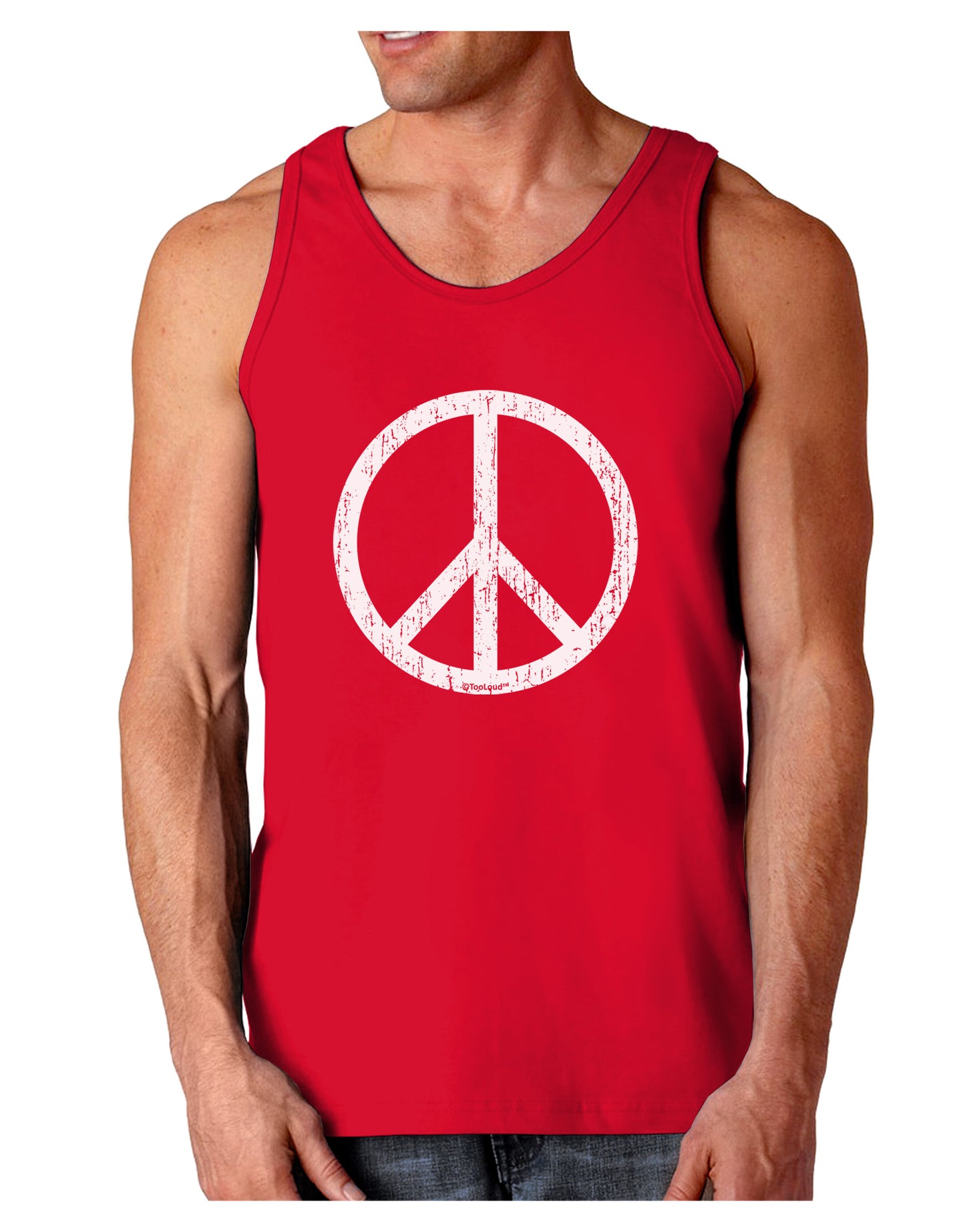 Peace Sign Symbol - Distressed Dark Loose Tank Top-Mens Loose Tank Top-TooLoud-Red-Small-Davson Sales