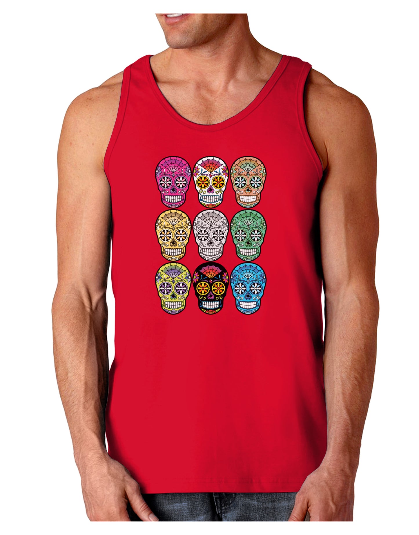 Dia de los Muertos Calaveras Sugar Skulls Dark Loose Tank Top-Mens Loose Tank Top-TooLoud-Red-Small-Davson Sales