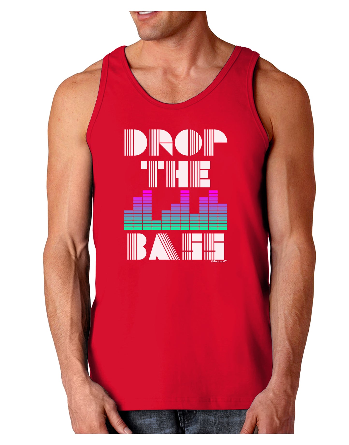 Drop the Bass Dark Loose Tank Top-Mens Loose Tank Top-TooLoud-Red-Small-Davson Sales