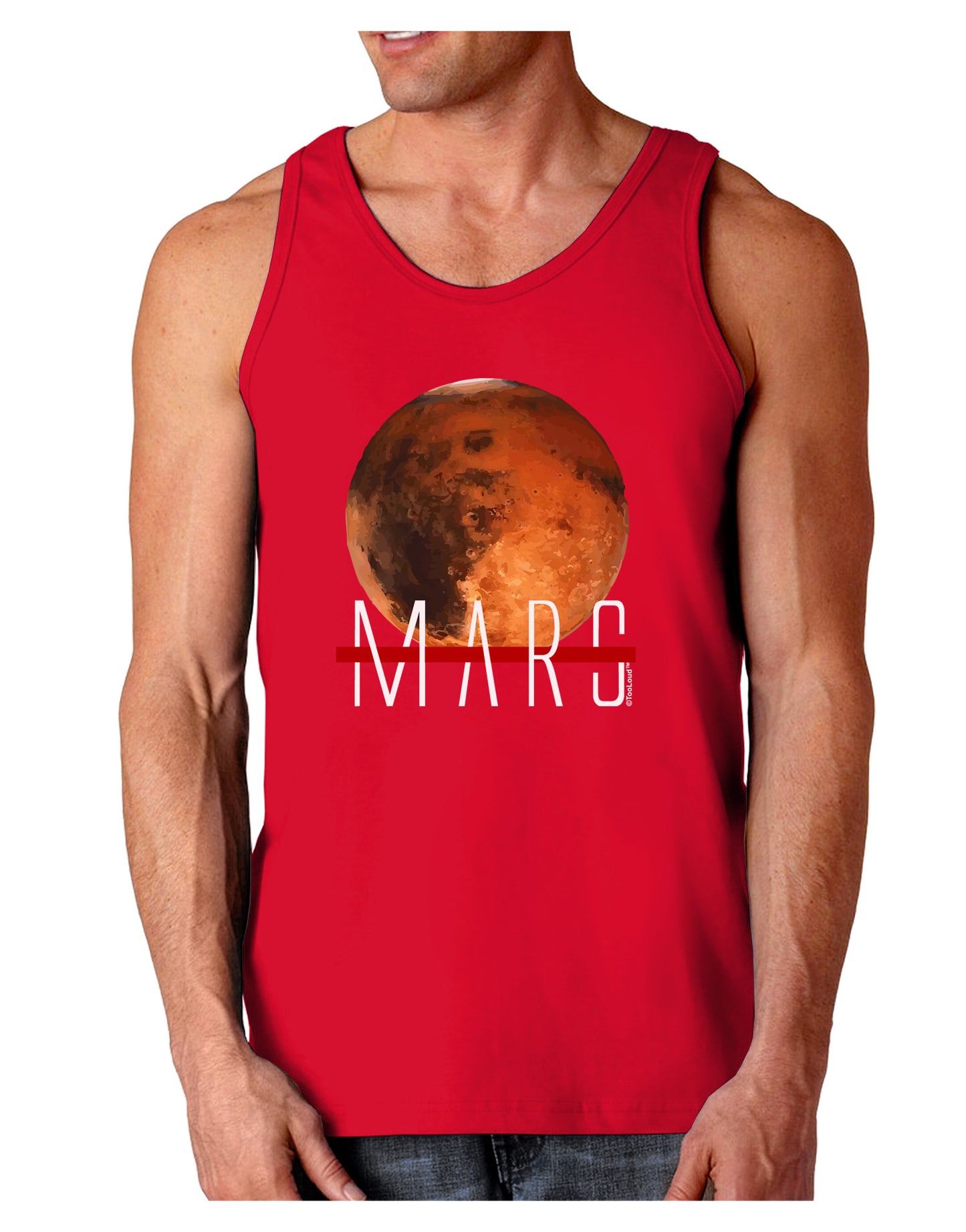 Planet Mars Text Dark Loose Tank Top-Mens Loose Tank Top-TooLoud-Red-Small-Davson Sales