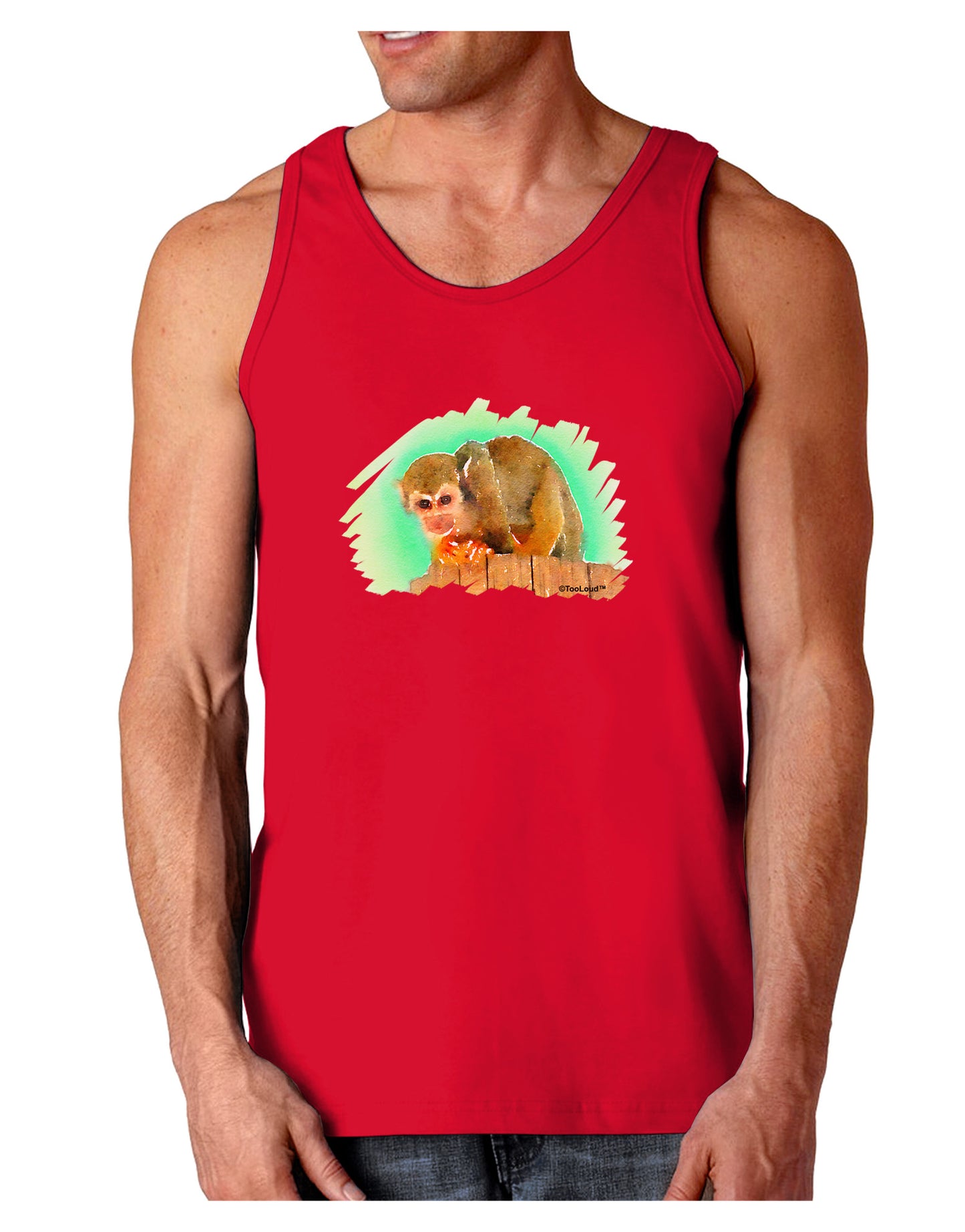 Squirrel Monkey Watercolor Dark Loose Tank Top-Mens Loose Tank Top-TooLoud-Red-Small-Davson Sales