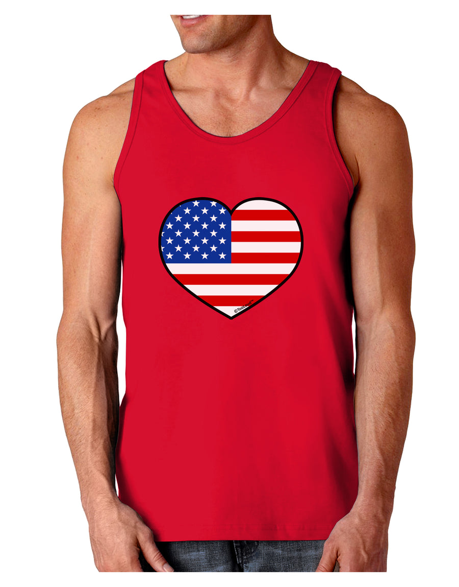 American Flag Heart Design Dark Loose Tank Top by TooLoud-Mens Loose Tank Top-TooLoud-Black-Small-Davson Sales