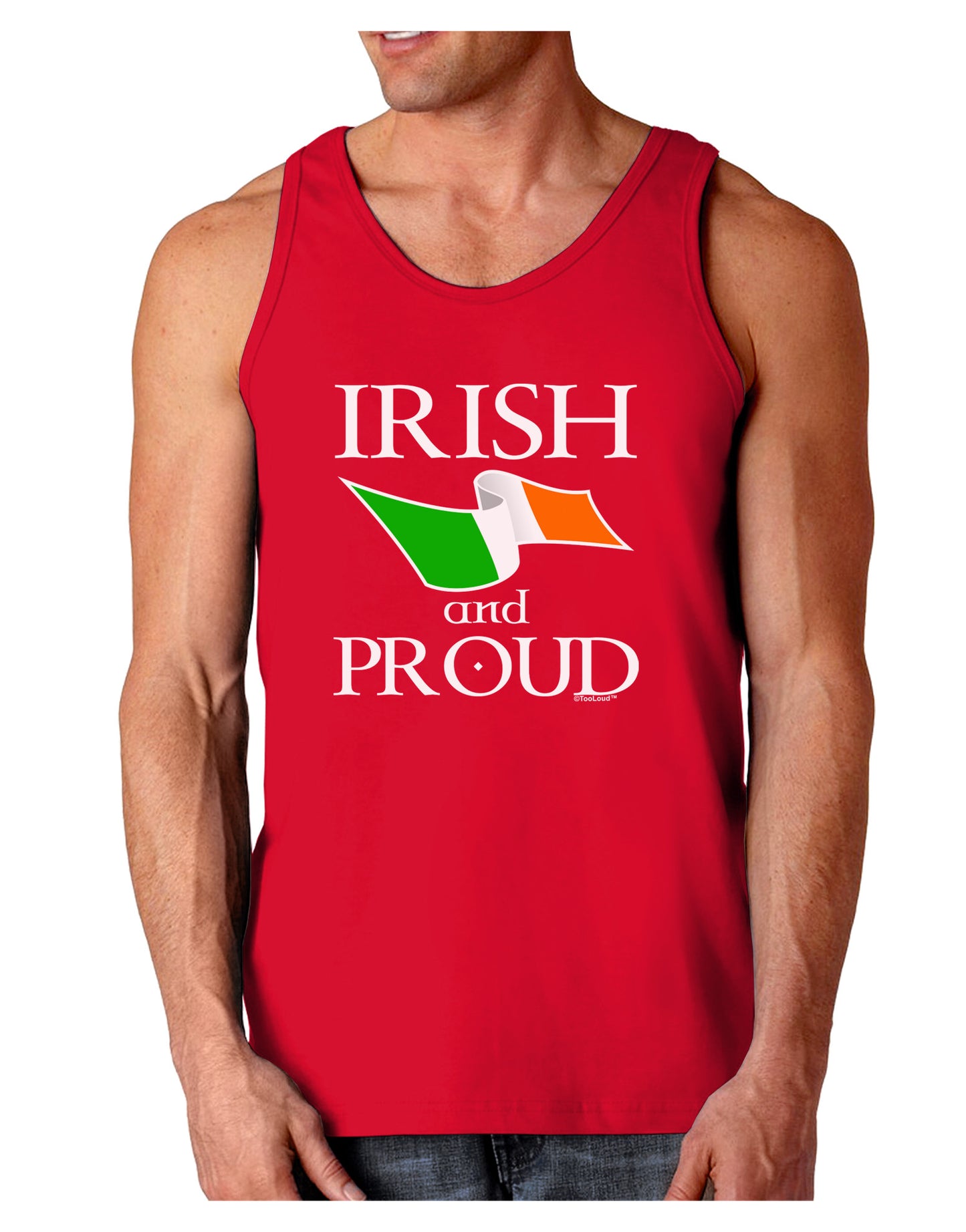 Irish and Proud Dark Loose Tank Top-Mens Loose Tank Top-TooLoud-Red-Small-Davson Sales