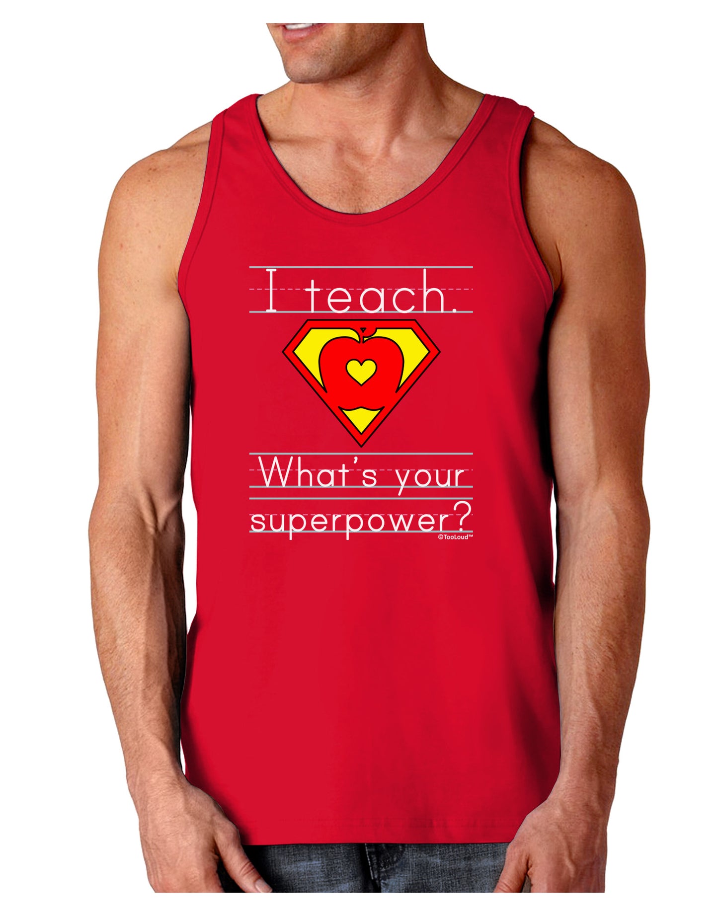 I Teach - What's Your Superpower Dark Loose Tank Top-Mens Loose Tank Top-TooLoud-Red-Small-Davson Sales