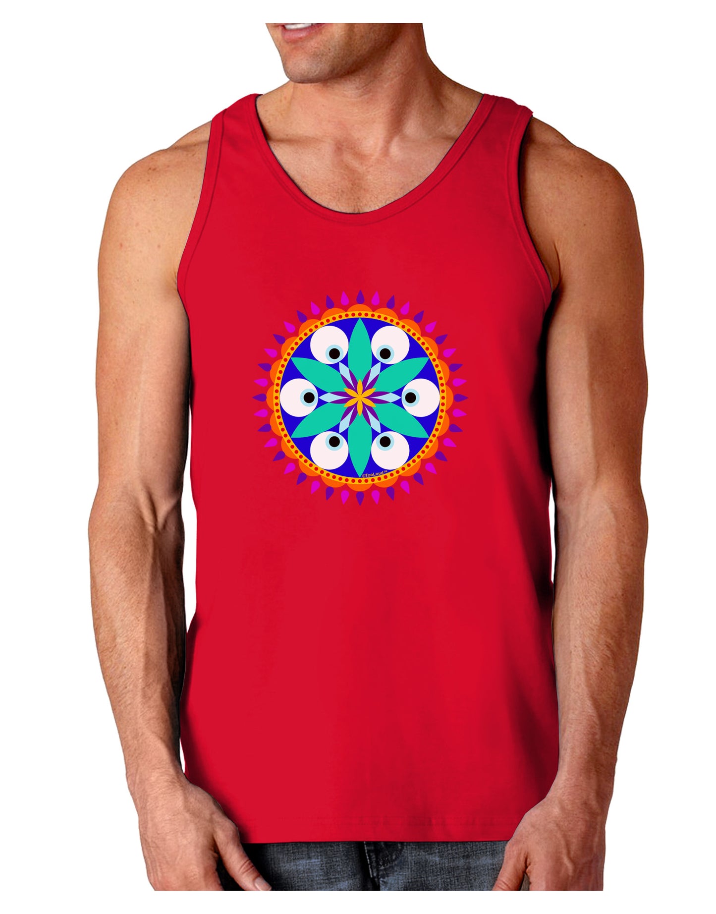 Evil Eye Protection Mandala Dark Loose Tank Top by-Mens Loose Tank Top-TooLoud-Red-Small-Davson Sales