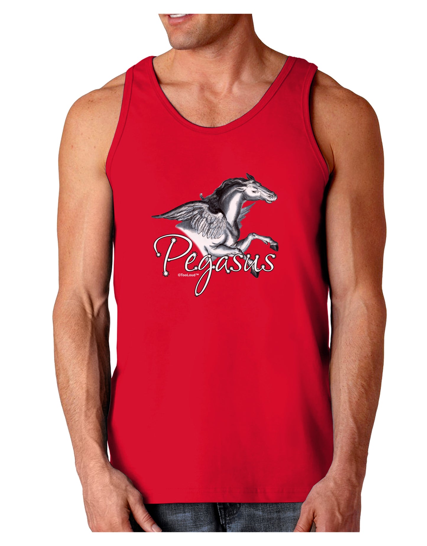 Pegasus Color Illustration Dark Loose Tank Top-Mens Loose Tank Top-TooLoud-Red-Small-Davson Sales