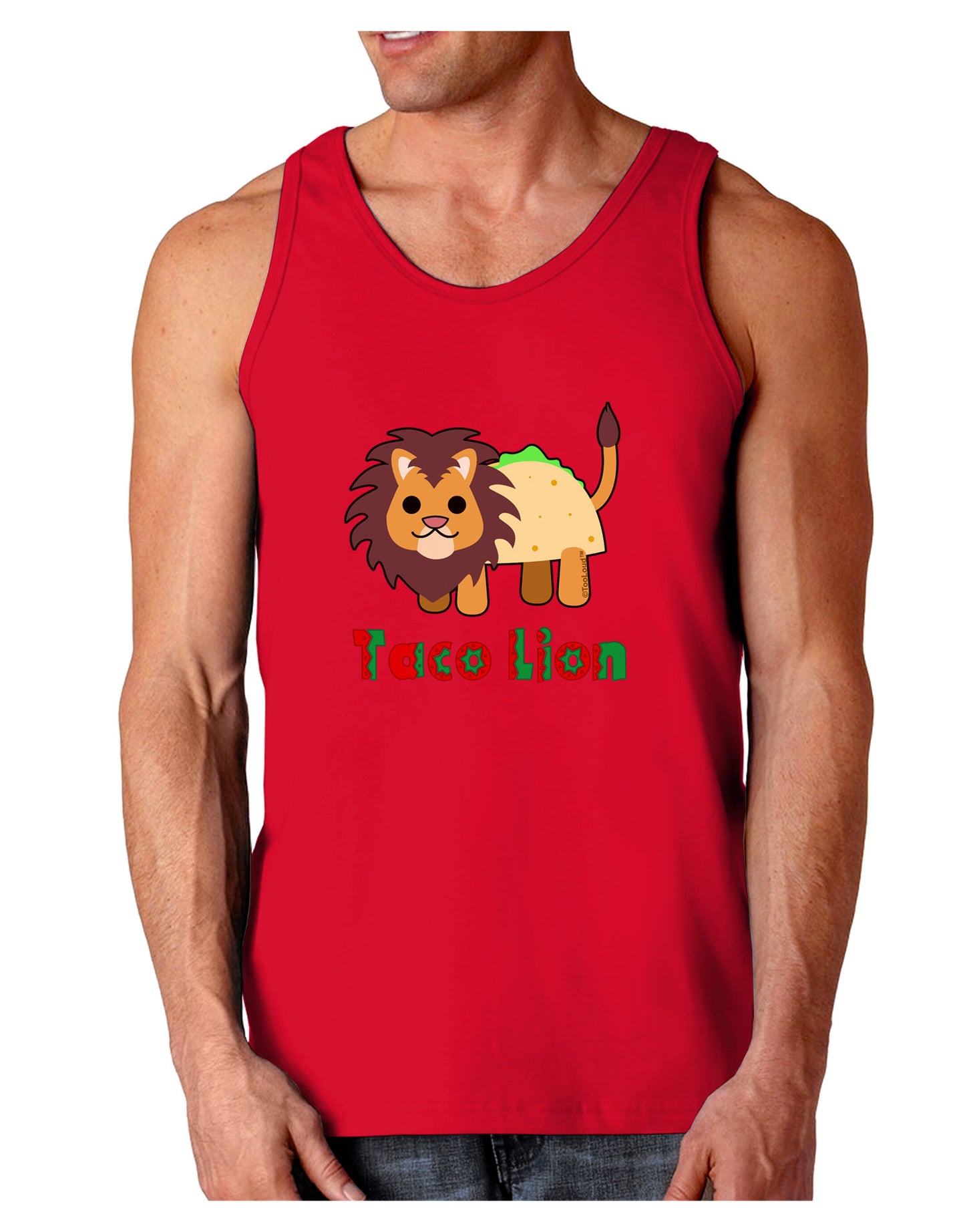 Cute Taco Lion Text Dark Loose Tank Top-Mens Loose Tank Top-TooLoud-Red-Small-Davson Sales