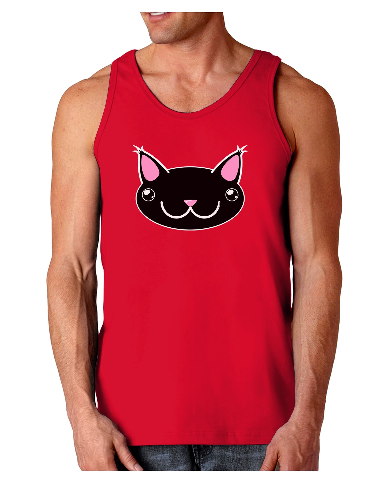 Kyu-T Head - Night Kawa the Cute Critter Dark Loose Tank Top-Mens Loose Tank Top-TooLoud-Red-Small-Davson Sales