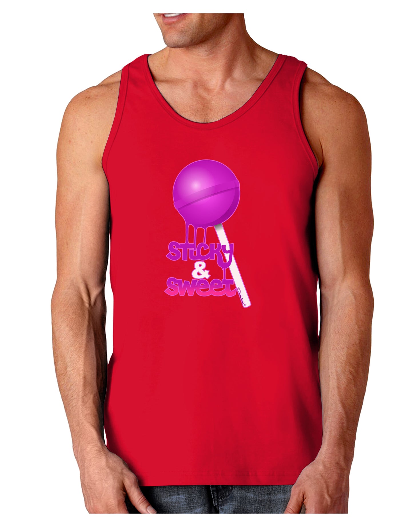 Sticky & Sweet Lollipop Dark Loose Tank Top-Mens Loose Tank Top-TooLoud-Red-Small-Davson Sales
