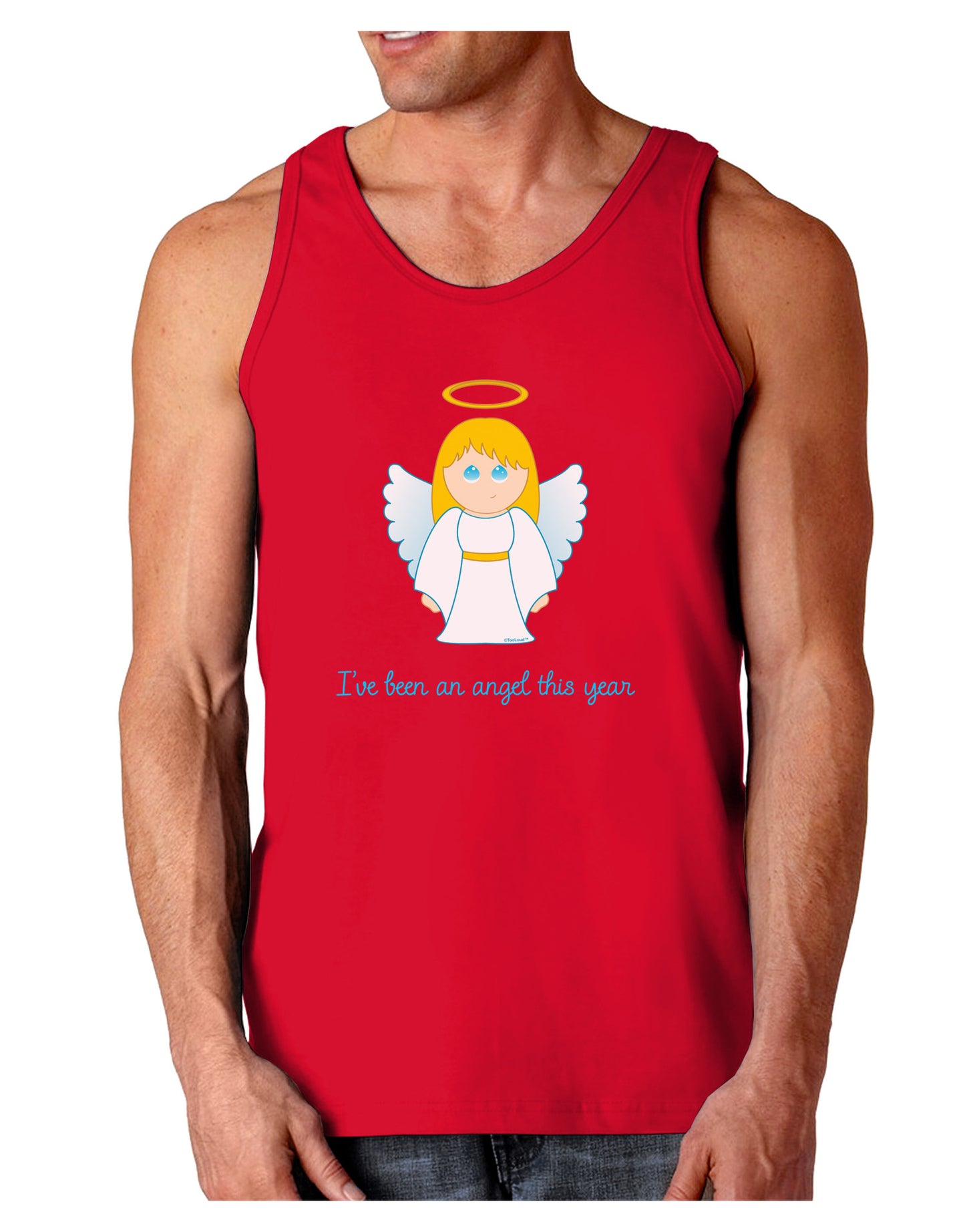 I've Been An Angel This Year Cute Christmas Angel Dark Loose Tank Top-Mens Loose Tank Top-TooLoud-Red-Small-Davson Sales