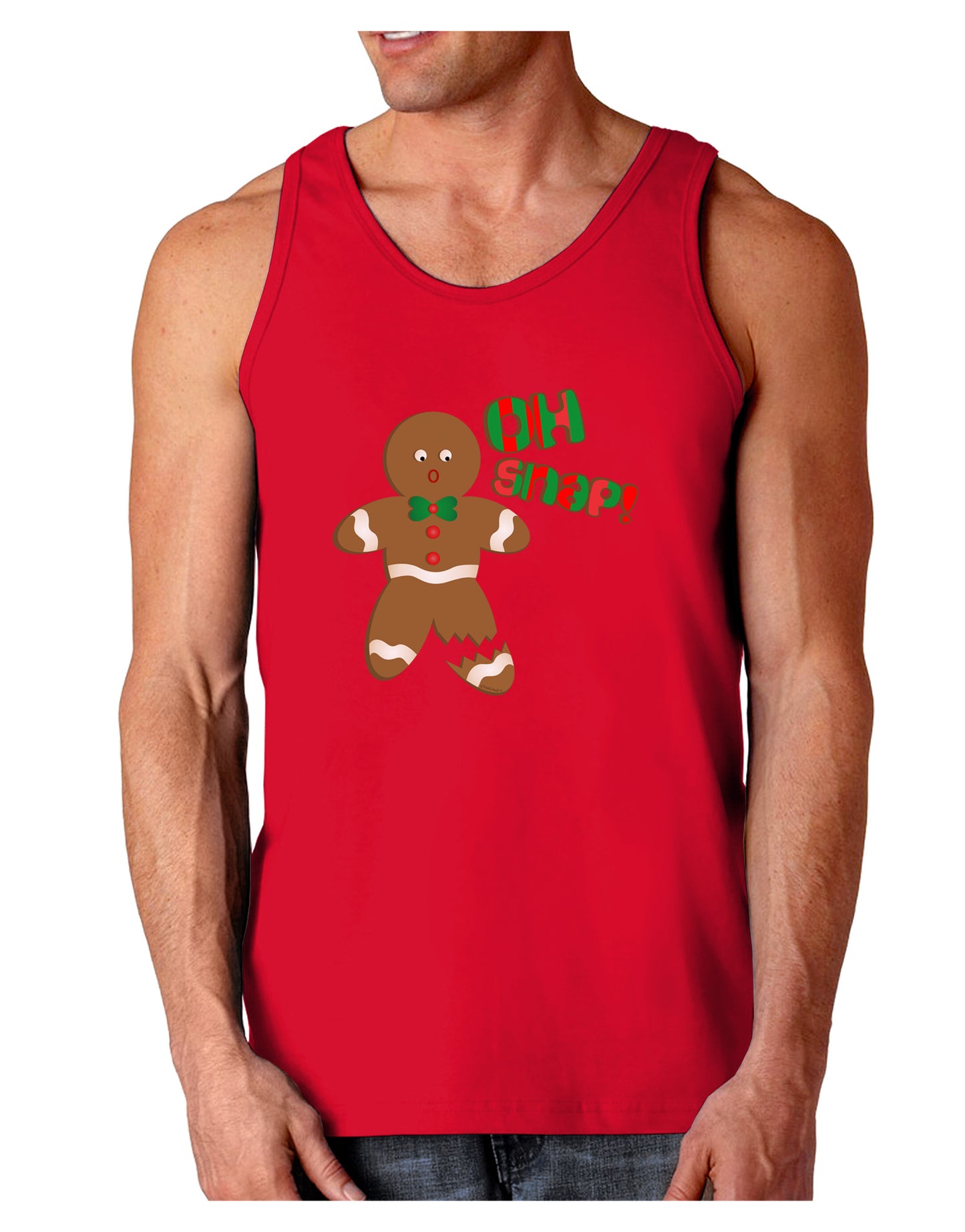 Oh Snap Gingerbread Man Christmas Dark Loose Tank Top-Mens Loose Tank Top-TooLoud-Red-Small-Davson Sales