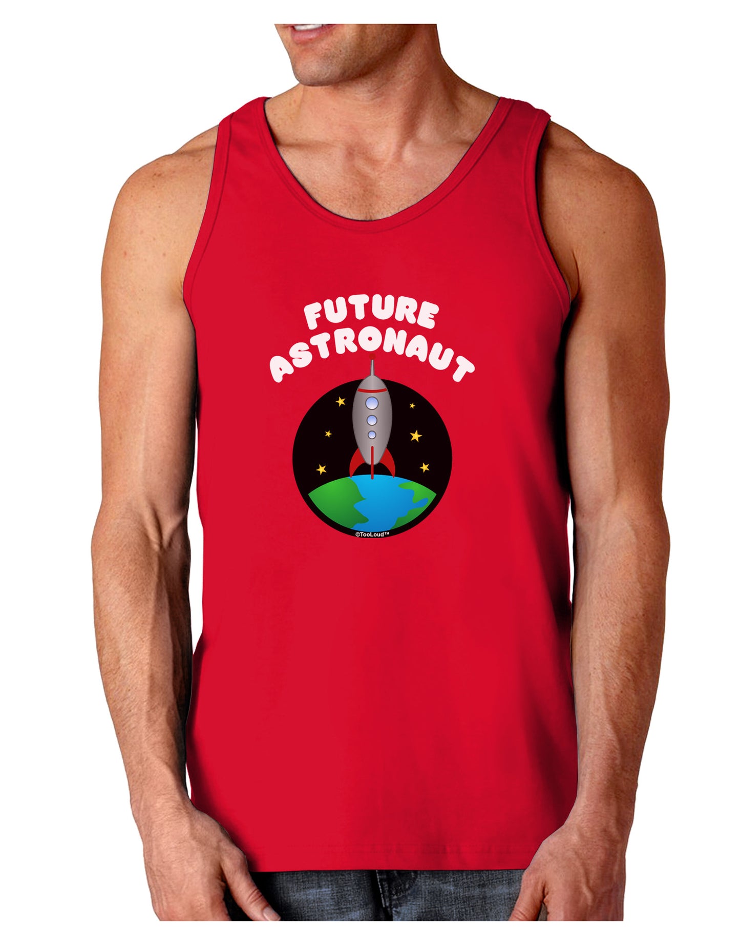 Future Astronaut Color Dark Loose Tank Top-Mens Loose Tank Top-TooLoud-Red-Small-Davson Sales