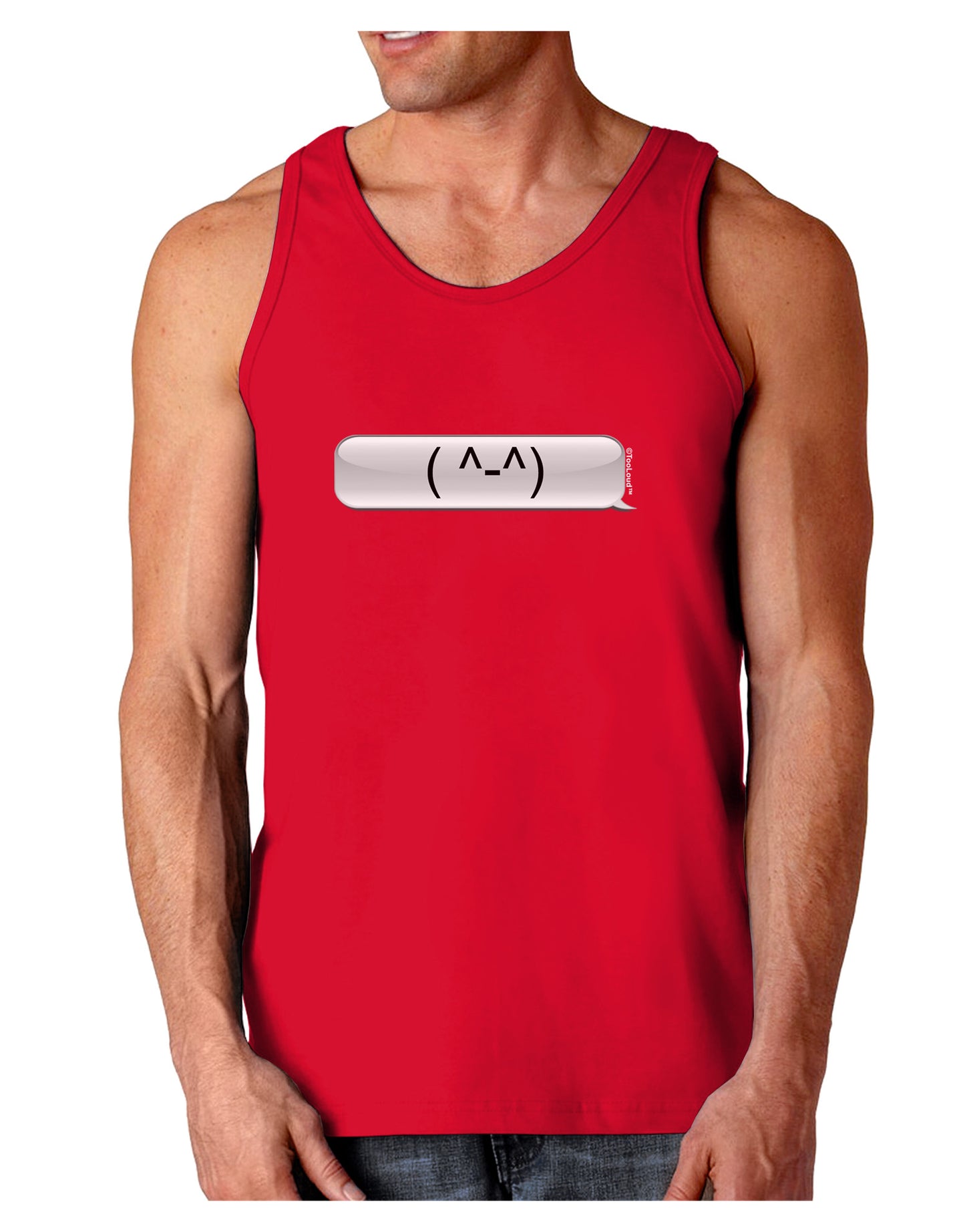 Happy FaceText Bubble Dark Loose Tank Top-Mens Loose Tank Top-TooLoud-Red-Small-Davson Sales
