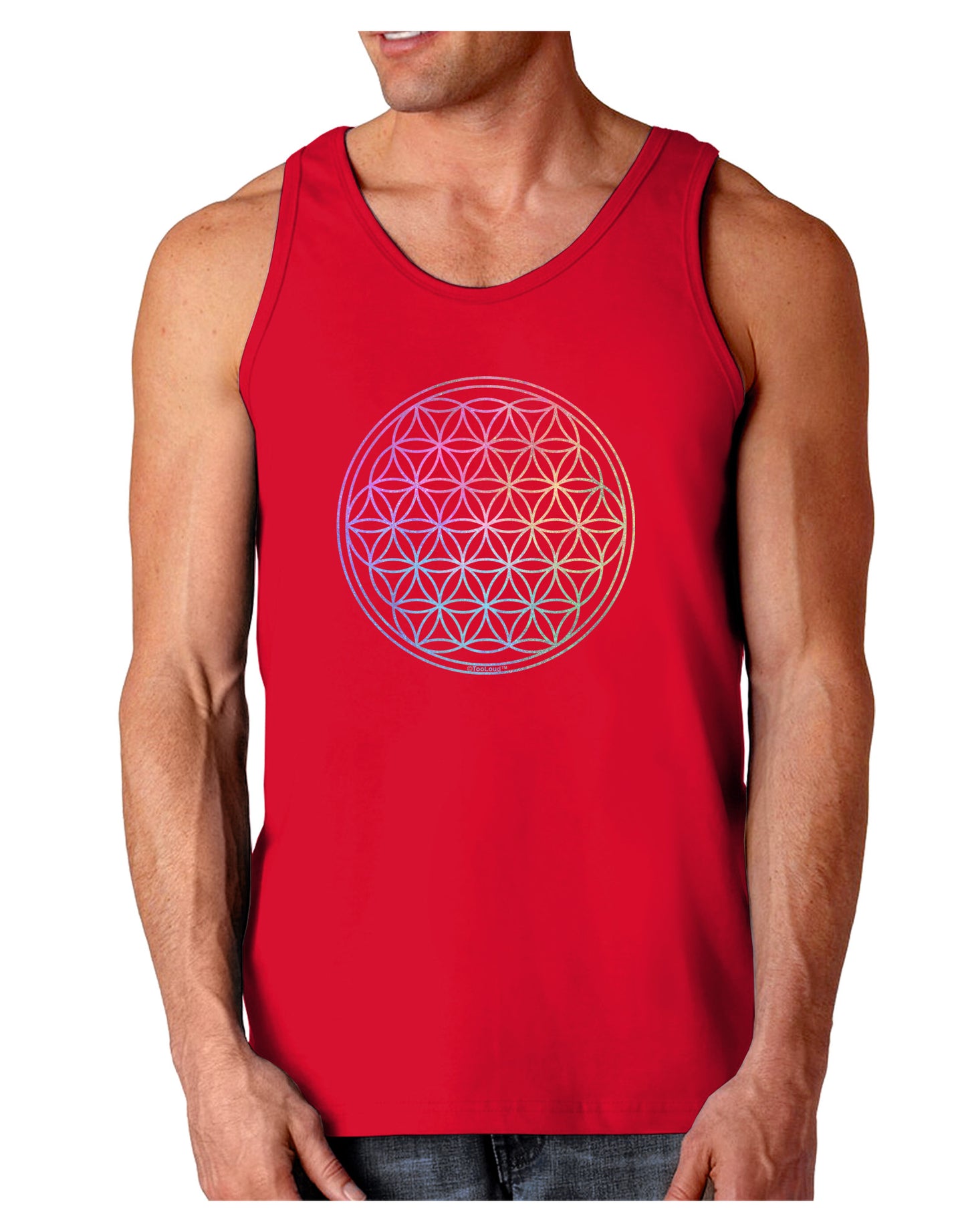 Flower of Life Circle Dark Loose Tank Top-Mens Loose Tank Top-TooLoud-Red-Small-Davson Sales