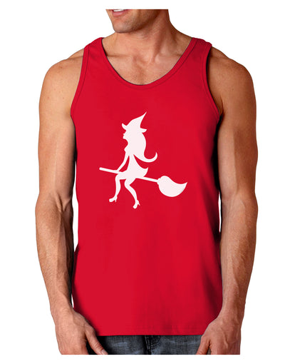 Cute Witch on Broom Silhouette Halloween Dark Loose Tank Top-Mens Loose Tank Top-TooLoud-Red-Small-Davson Sales