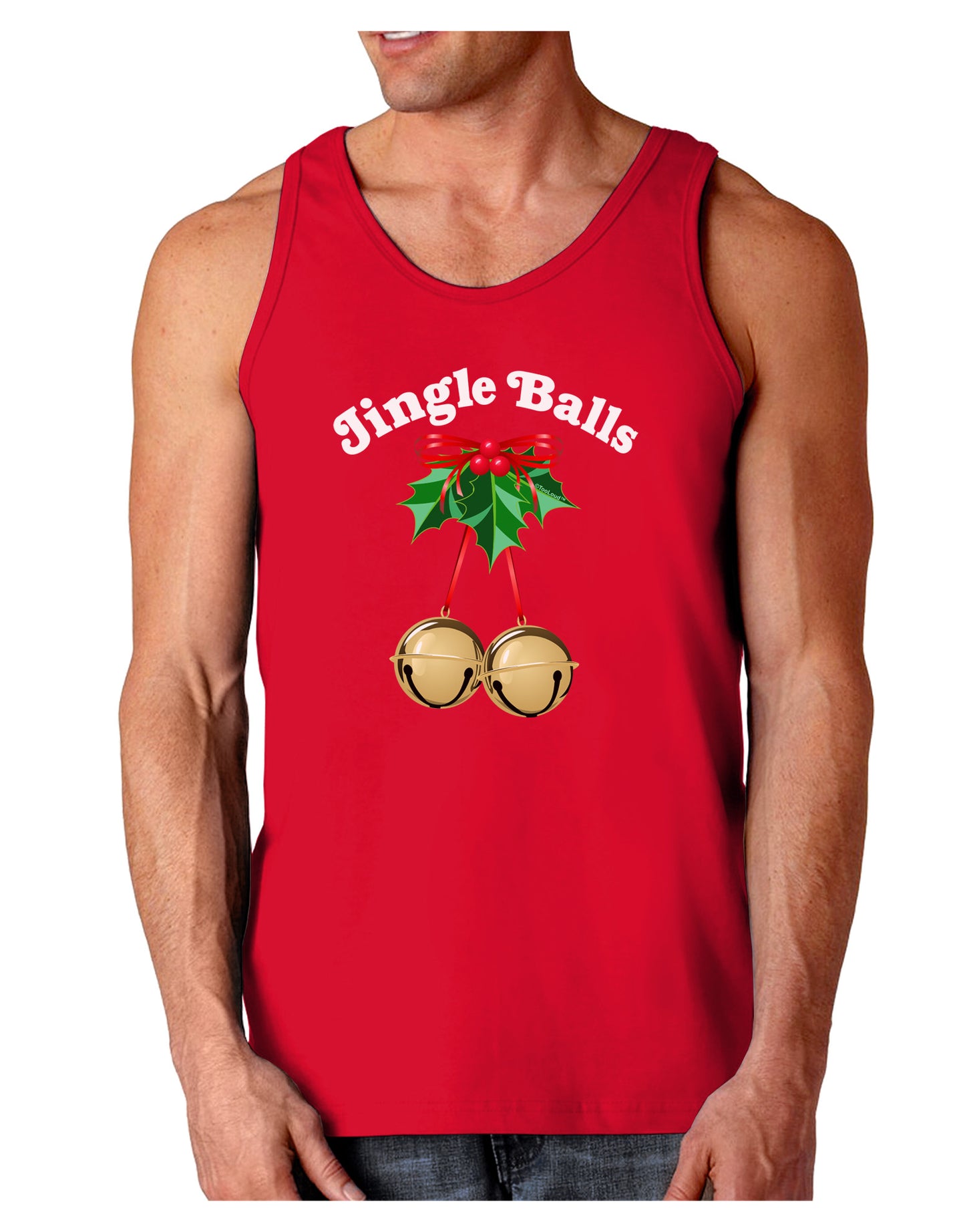 Jingle Balls with Text Dark Loose Tank Top-Mens Loose Tank Top-TooLoud-Red-Small-Davson Sales