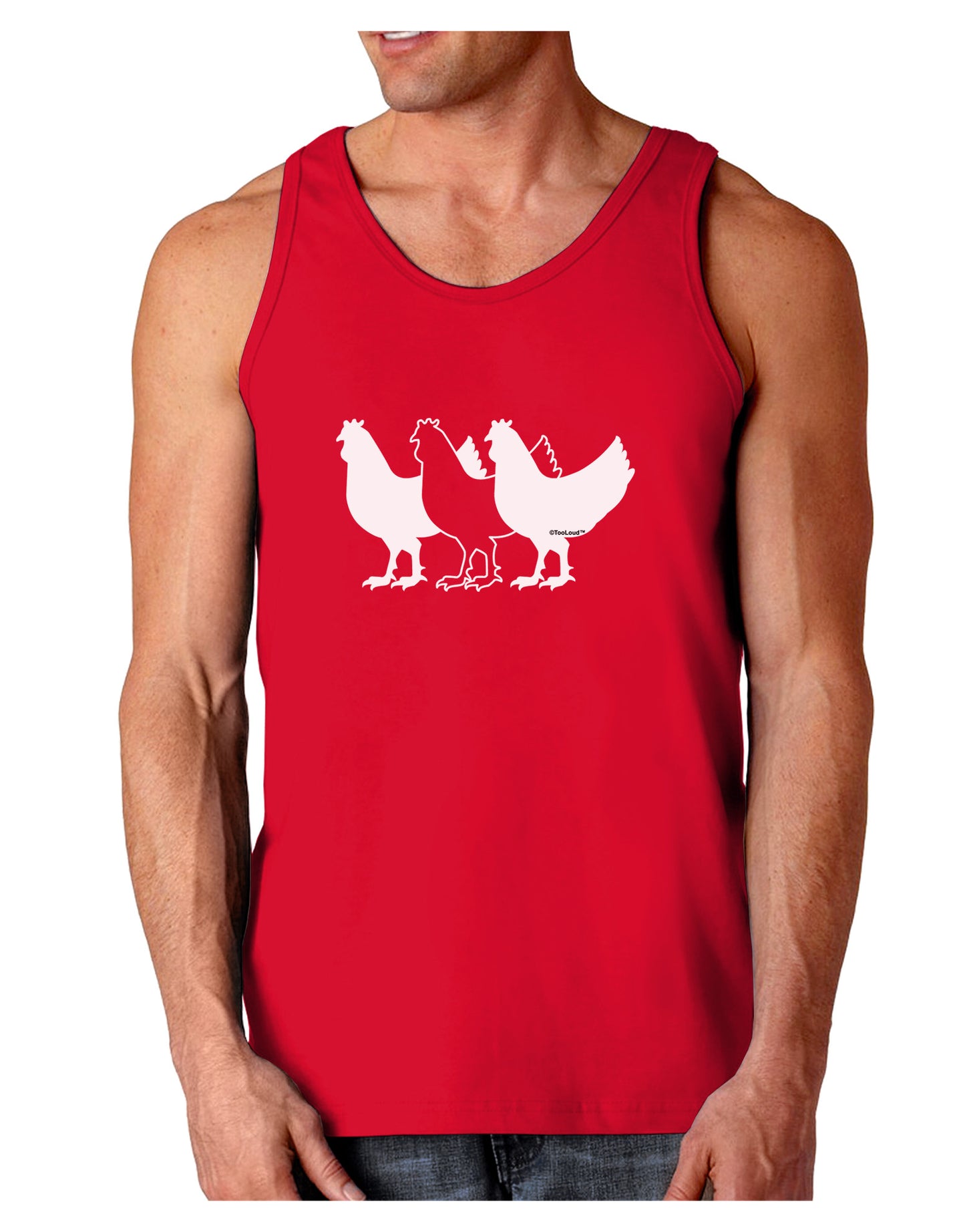 Three French Hens Dark Loose Tank Top-Mens Loose Tank Top-TooLoud-Red-Small-Davson Sales