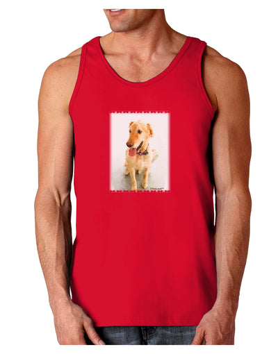 Golden Retriever Watercolor Dark Loose Tank Top-Mens Loose Tank Top-TooLoud-Red-Small-Davson Sales