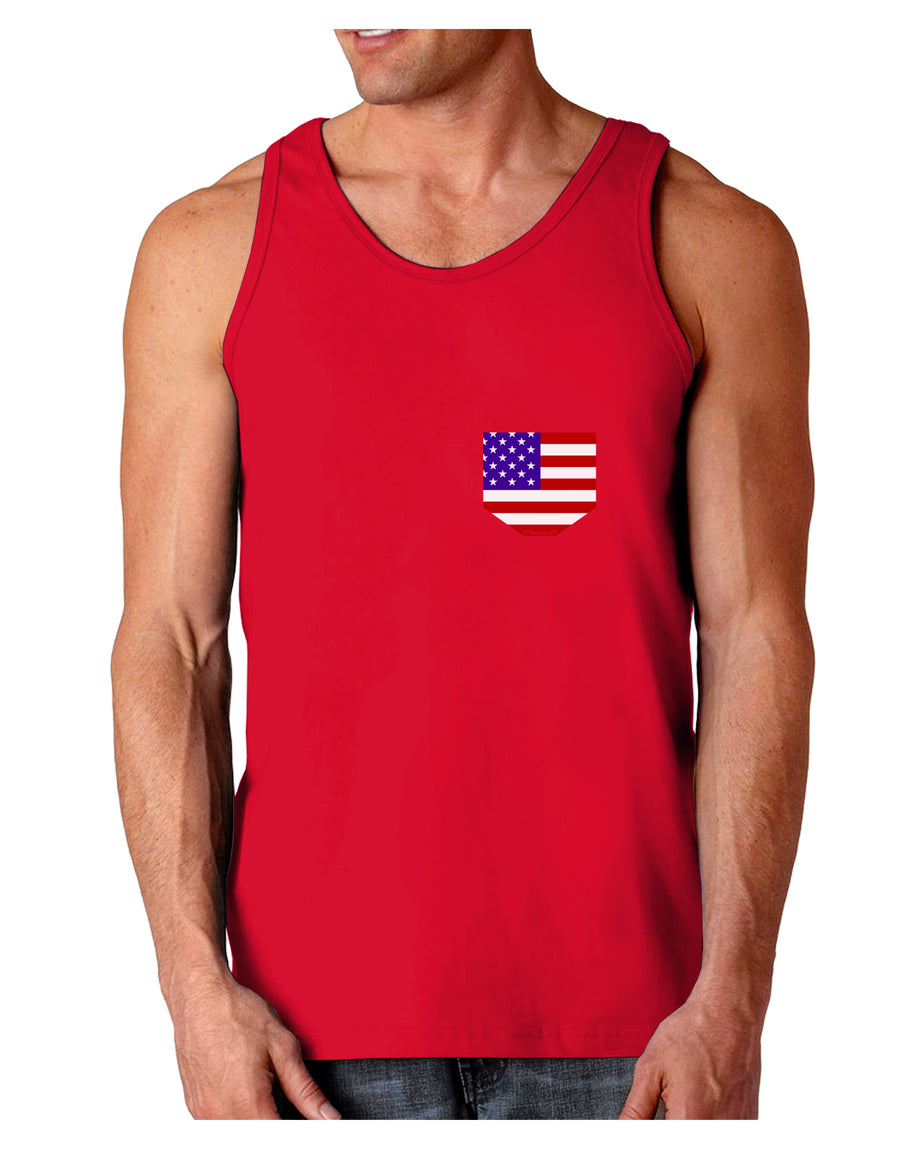 American Flag Faux Pocket Design Dark Loose Tank Top by TooLoud-Mens Loose Tank Top-TooLoud-Black-Small-Davson Sales