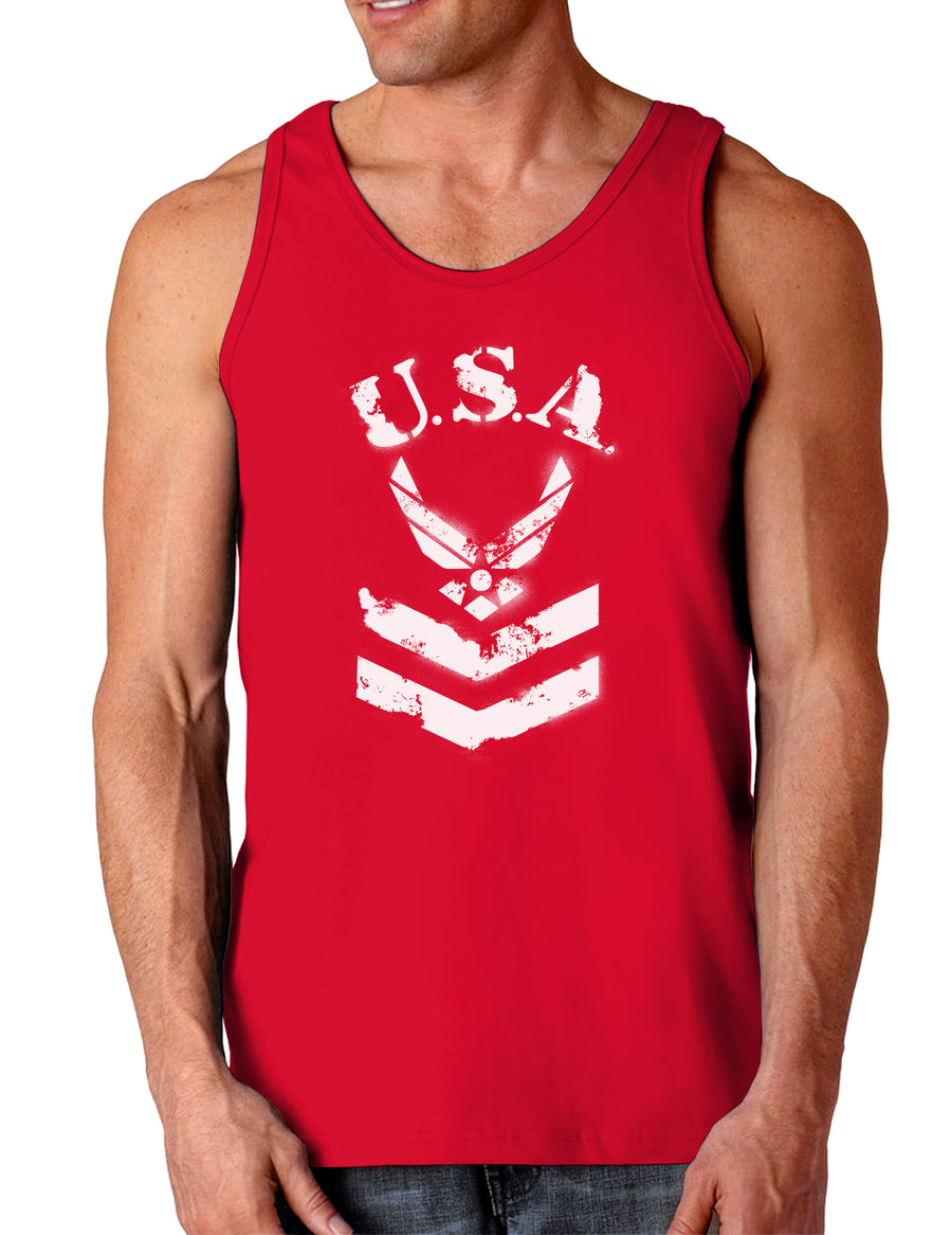 USA Military Air Force Stencil Logo Dark Loose Tank Top-Mens Loose Tank Top-TooLoud-Black-Small-Davson Sales