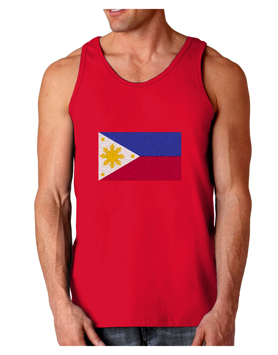 TooLoud Distressed Philippines Flag Dark Loose Tank Top-Mens Loose Tank Top-TooLoud-Black-Small-Davson Sales