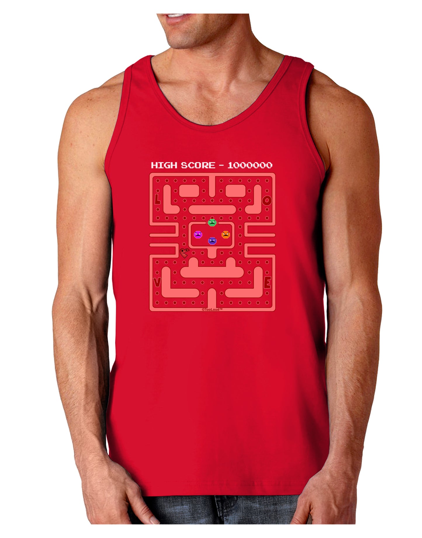Retro Heart Man Dark Loose Tank Top-Mens Loose Tank Top-TooLoud-Red-Small-Davson Sales