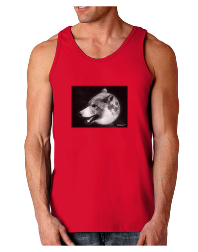 White Wolf Moon Dark Loose Tank Top-Mens Loose Tank Top-TooLoud-Red-Small-Davson Sales