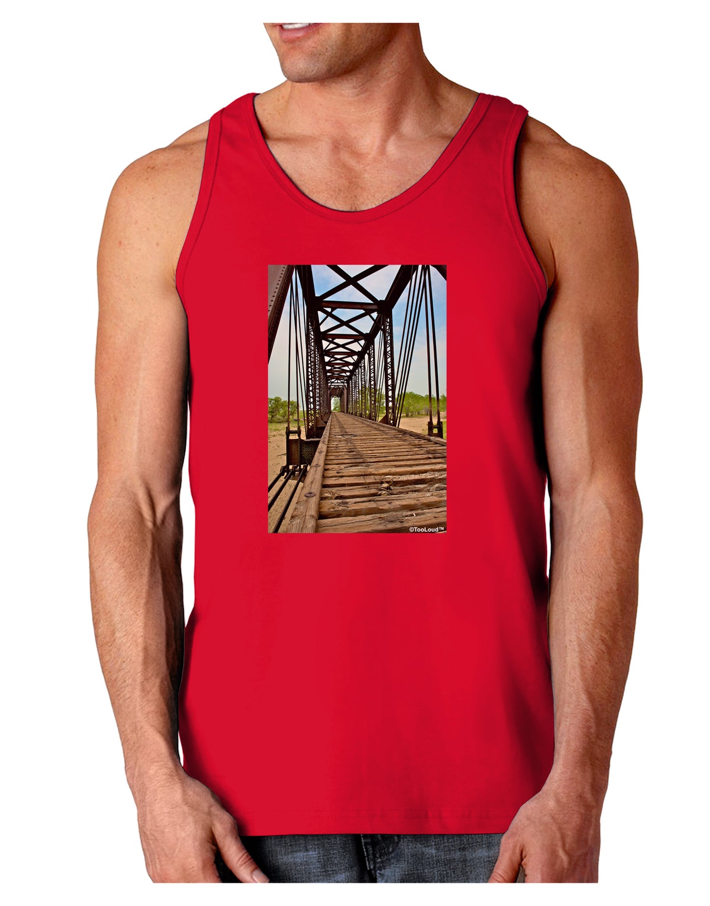 Colorado Landscape Bridge Dark Loose Tank Top-Mens Loose Tank Top-TooLoud-Red-Small-Davson Sales