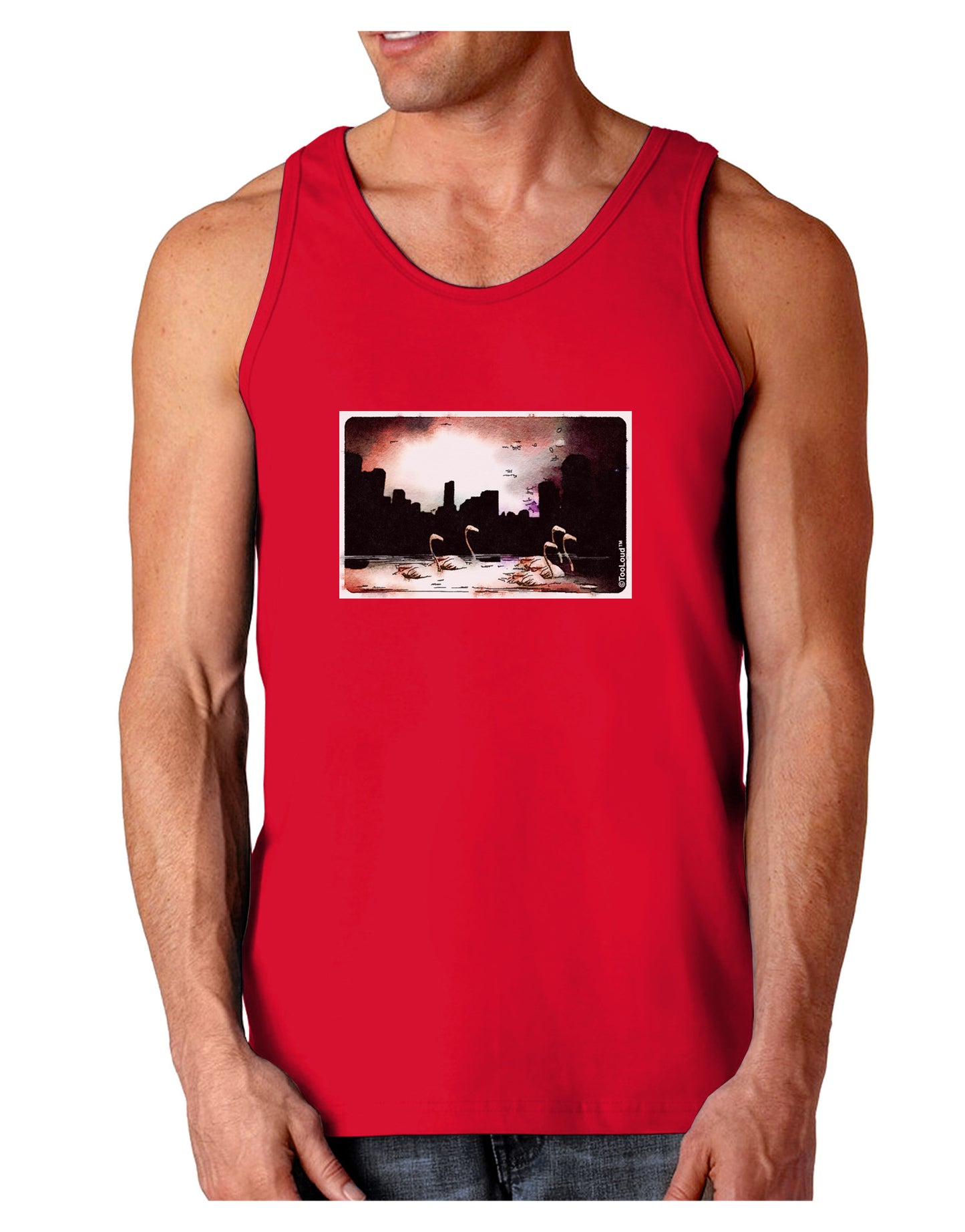 Nighttime Flamingos Dark Loose Tank Top-Mens Loose Tank Top-TooLoud-Red-Small-Davson Sales