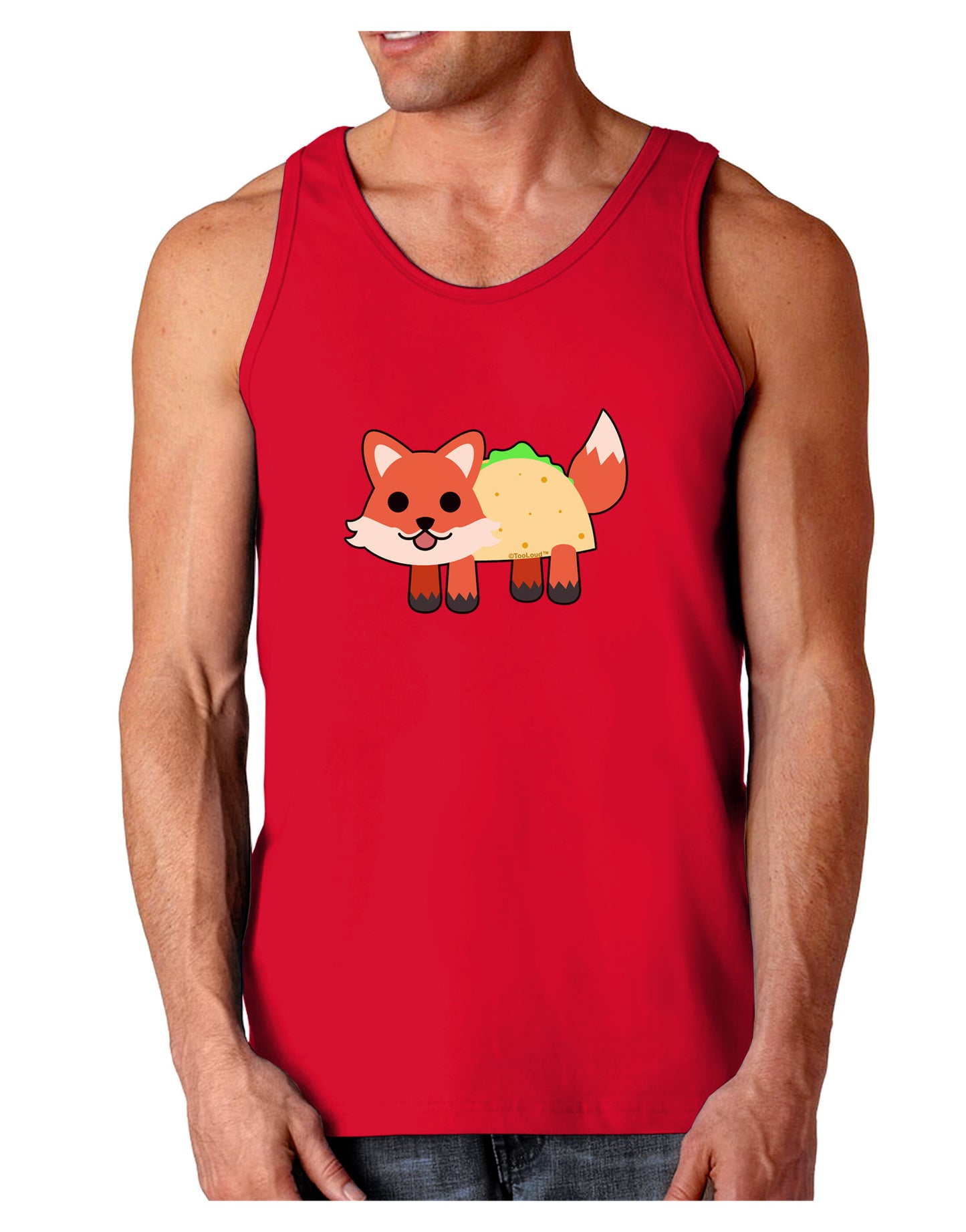 Cute Taco Fox Dark Loose Tank Top-Mens Loose Tank Top-TooLoud-Red-Small-Davson Sales