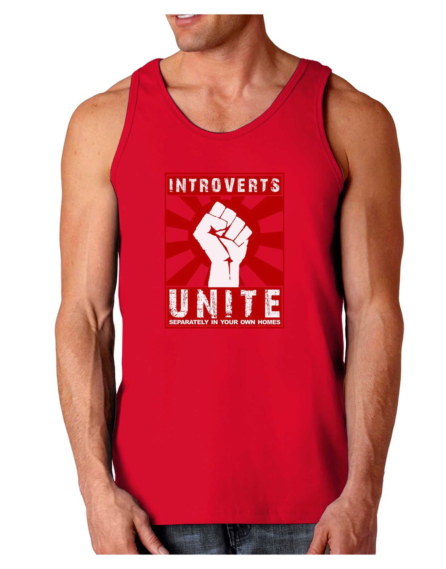 Introverts Unite Funny Dark Loose Tank Top by TooLoud-Mens Loose Tank Top-TooLoud-Red-Small-Davson Sales