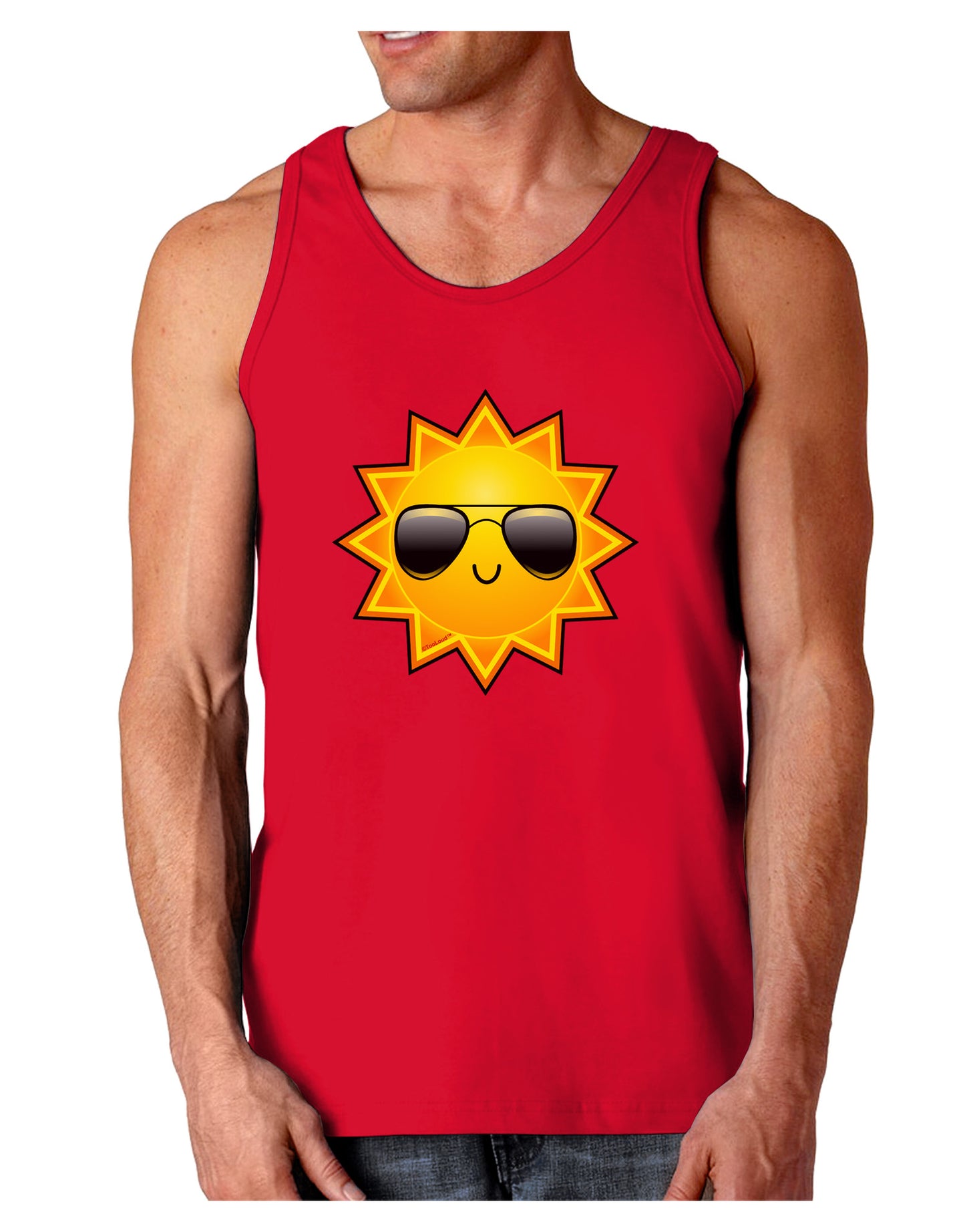 Sun With Sunglasses Dark Dark Loose Tank Top-Mens Loose Tank Top-TooLoud-Red-Small-Davson Sales