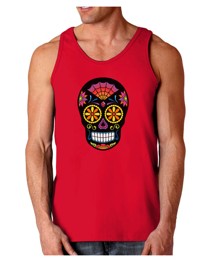 Version 2 Black Day of the Dead Calavera Dark Loose Tank Top-Mens Loose Tank Top-TooLoud-Red-Small-Davson Sales