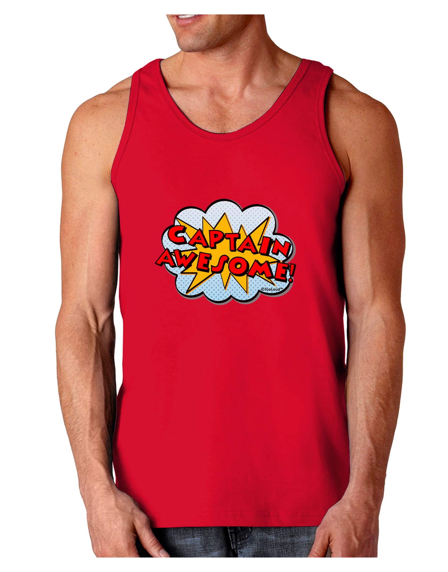 Captain Awesome - Superhero Style Dark Loose Tank Top by TooLoud-Mens Loose Tank Top-TooLoud-Red-Small-Davson Sales