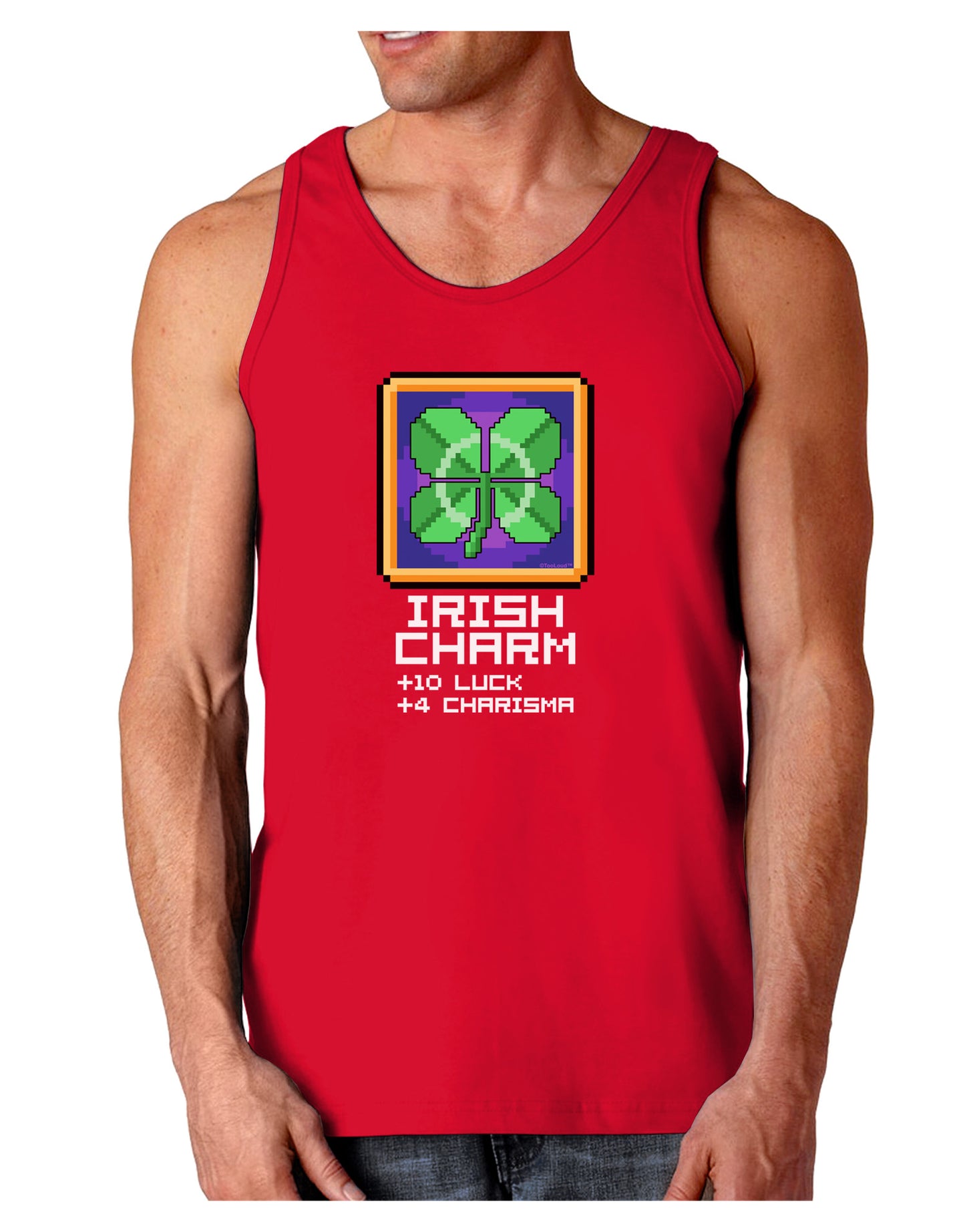 Pixel Irish Charm Item Dark Loose Tank Top-Mens Loose Tank Top-TooLoud-Red-Small-Davson Sales
