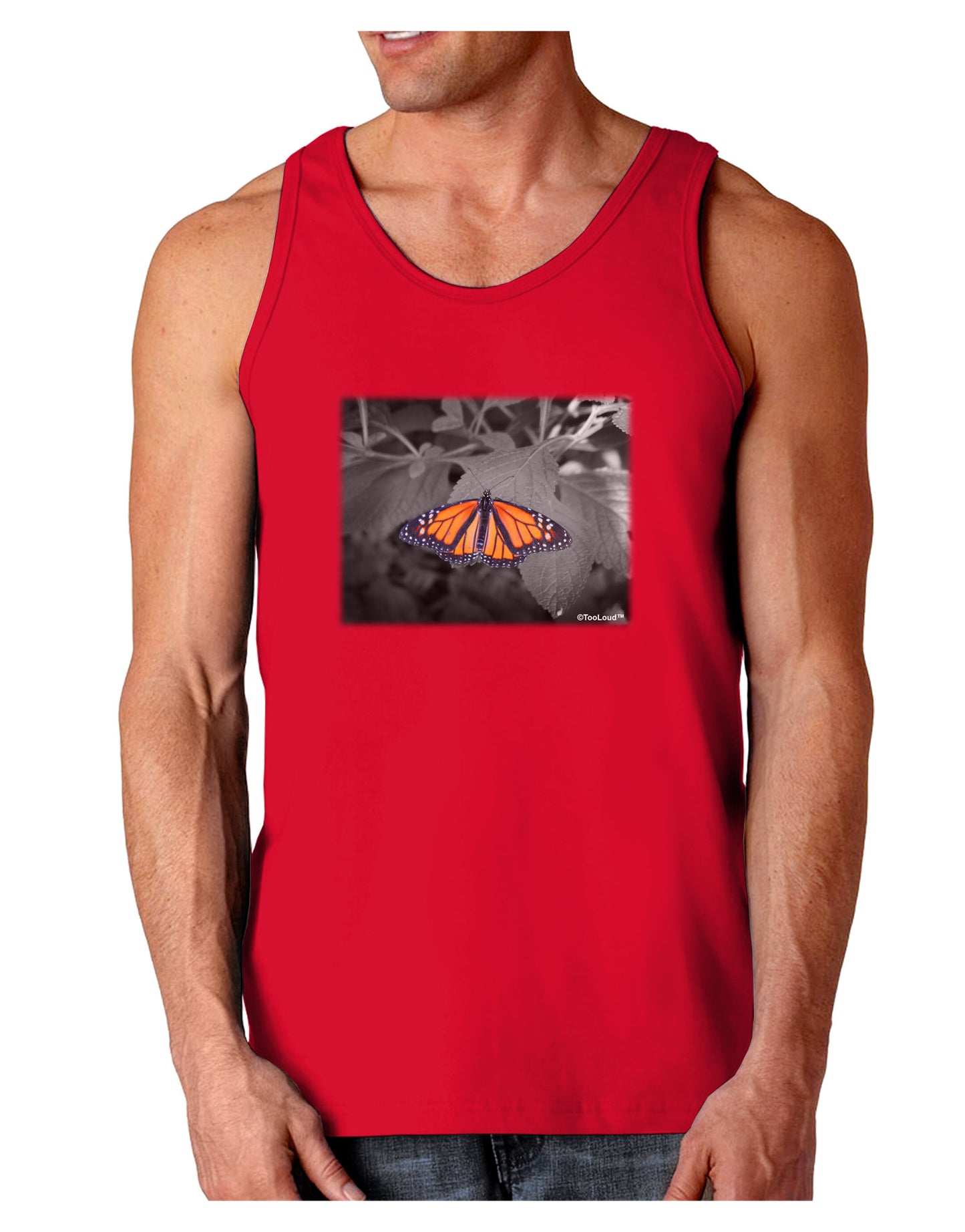 Monarch Butterfly Photo Dark Loose Tank Top-Mens Loose Tank Top-TooLoud-Red-Small-Davson Sales