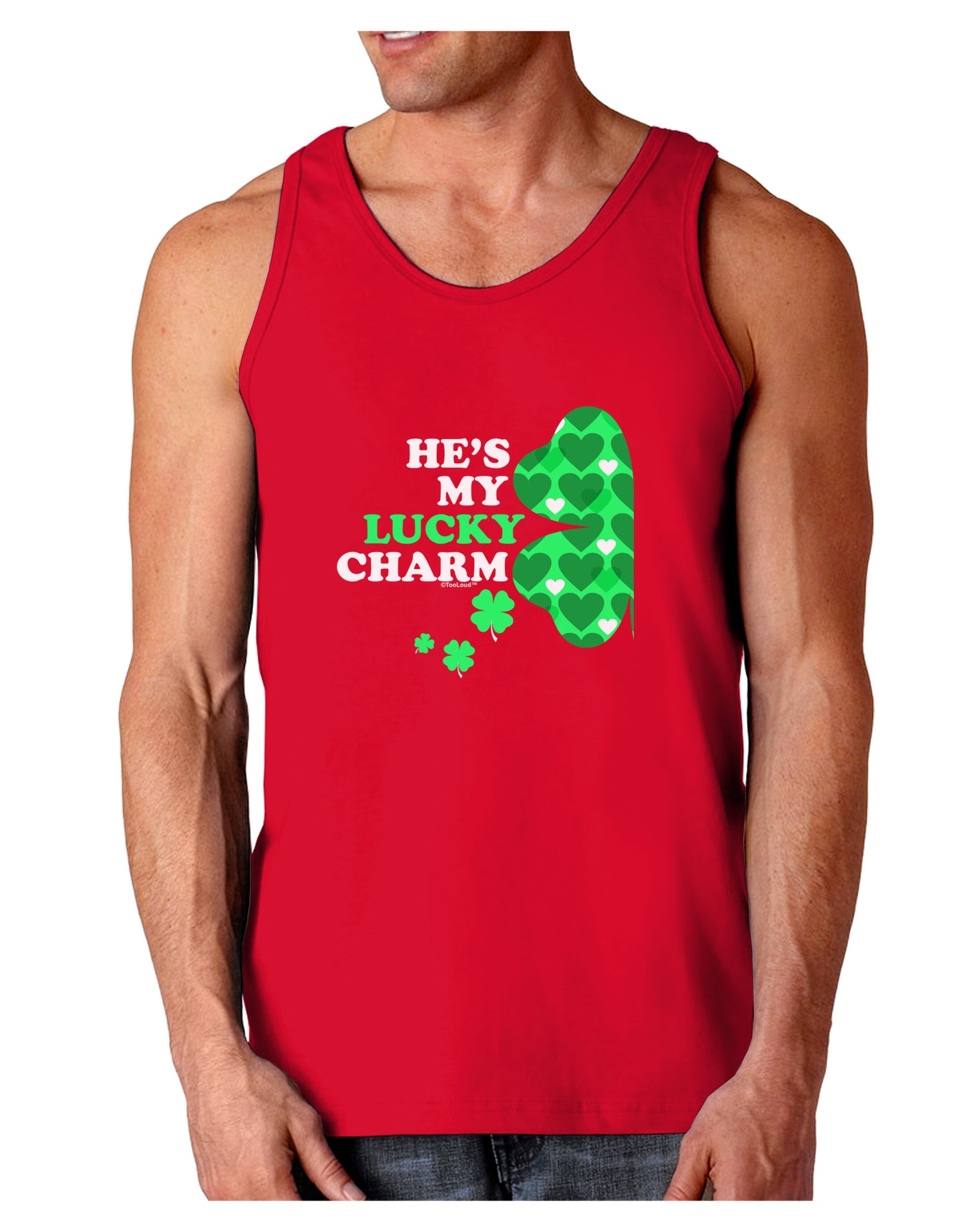He's My Lucky Charm - Left Dark Loose Tank Top-Mens Loose Tank Top-TooLoud-Red-Small-Davson Sales