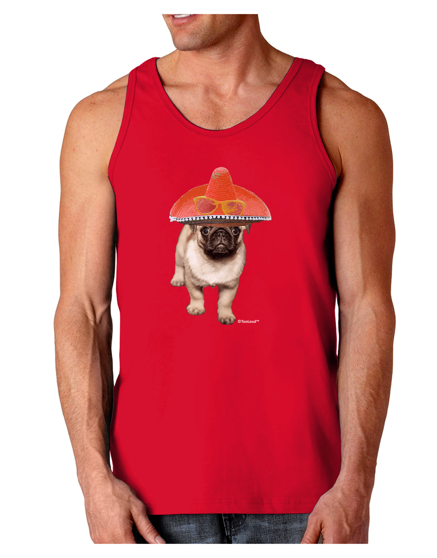 Pug Dog with Pink Sombrero Dark Loose Tank Top by TooLoud-Mens Loose Tank Top-TooLoud-Black-Small-Davson Sales