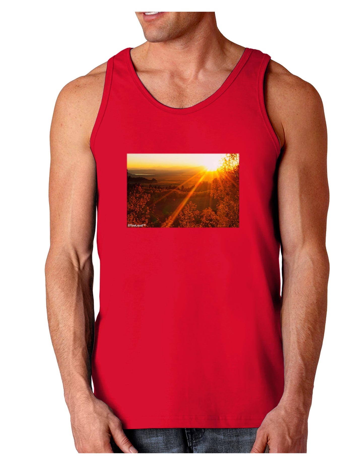 Colorado Sunset Dark Loose Tank Top-Mens Loose Tank Top-TooLoud-Red-Small-Davson Sales