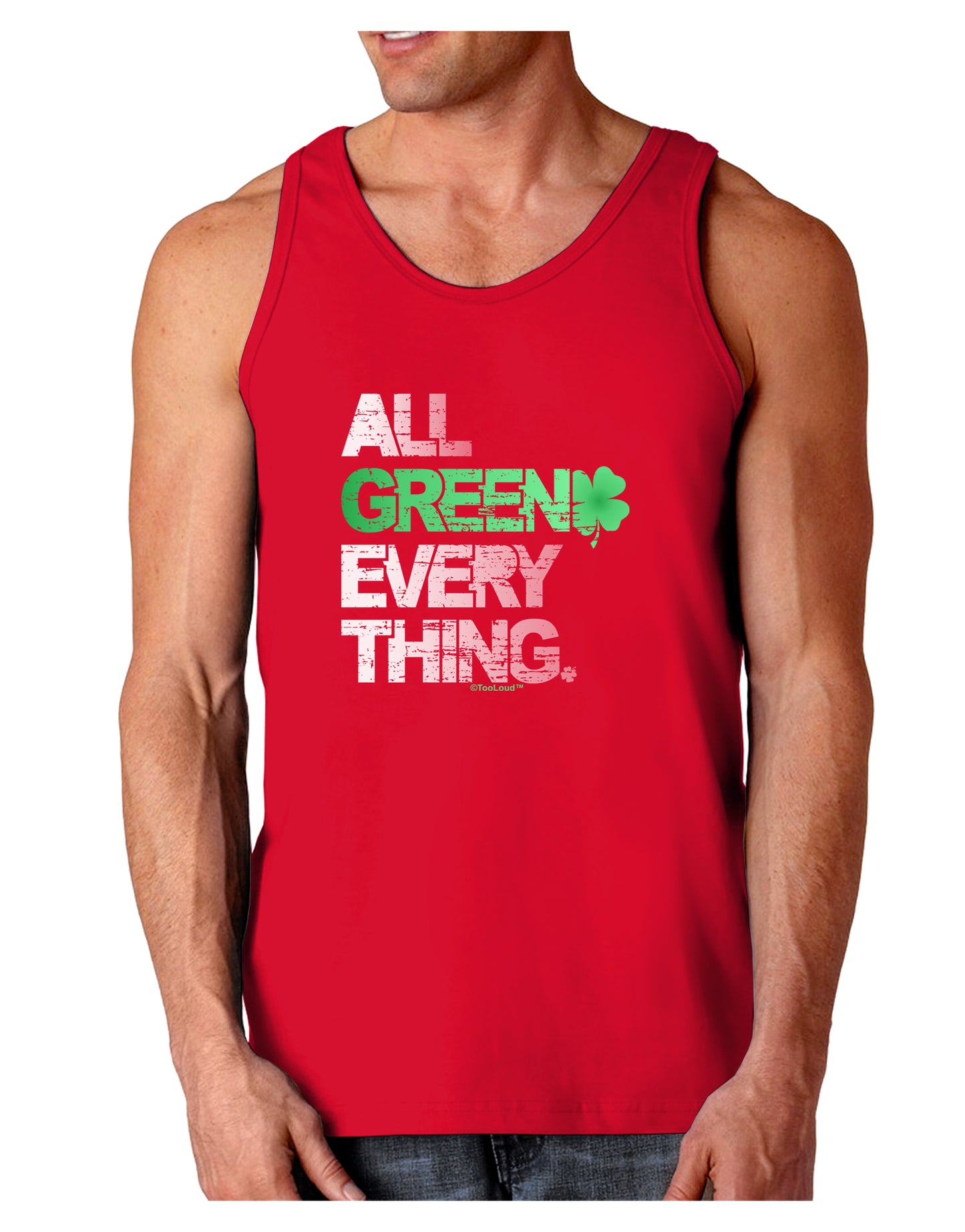 All Green Everything Distressed Dark Loose Tank Top-Mens Loose Tank Top-TooLoud-Red-Small-Davson Sales
