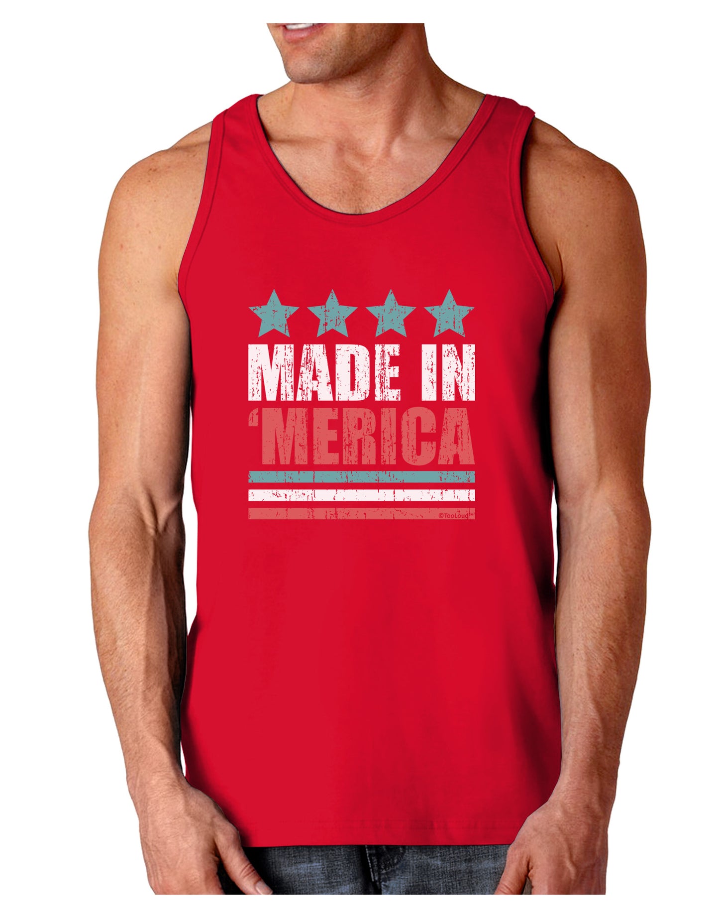 Made in Merica - Stars and Stripes Color Design Dark Loose Tank Top-Mens Loose Tank Top-TooLoud-Red-Small-Davson Sales