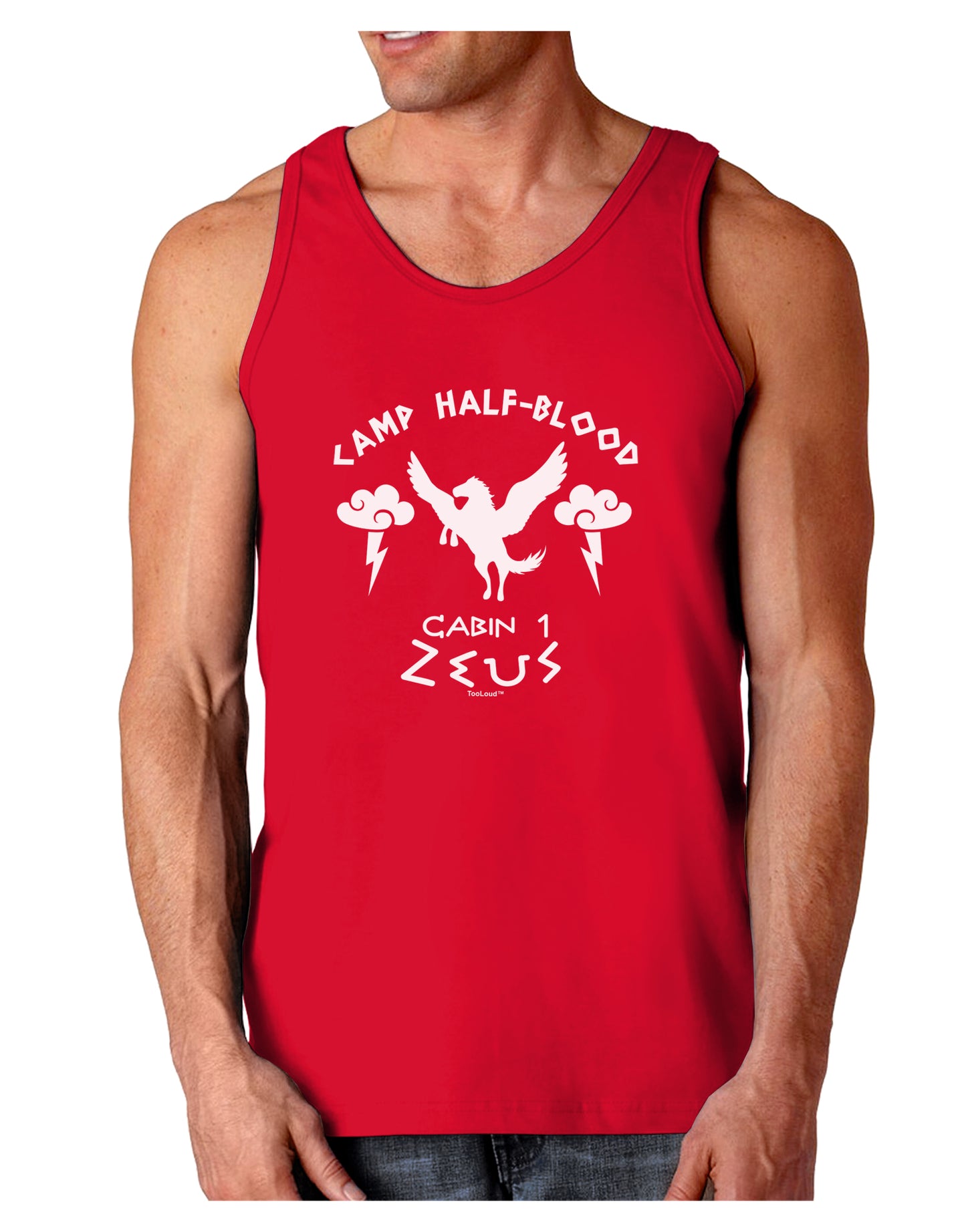 Camp Half Blood Cabin 1 Zeus Dark Loose Tank Top by-Mens Loose Tank Top-TooLoud-Red-Small-Davson Sales