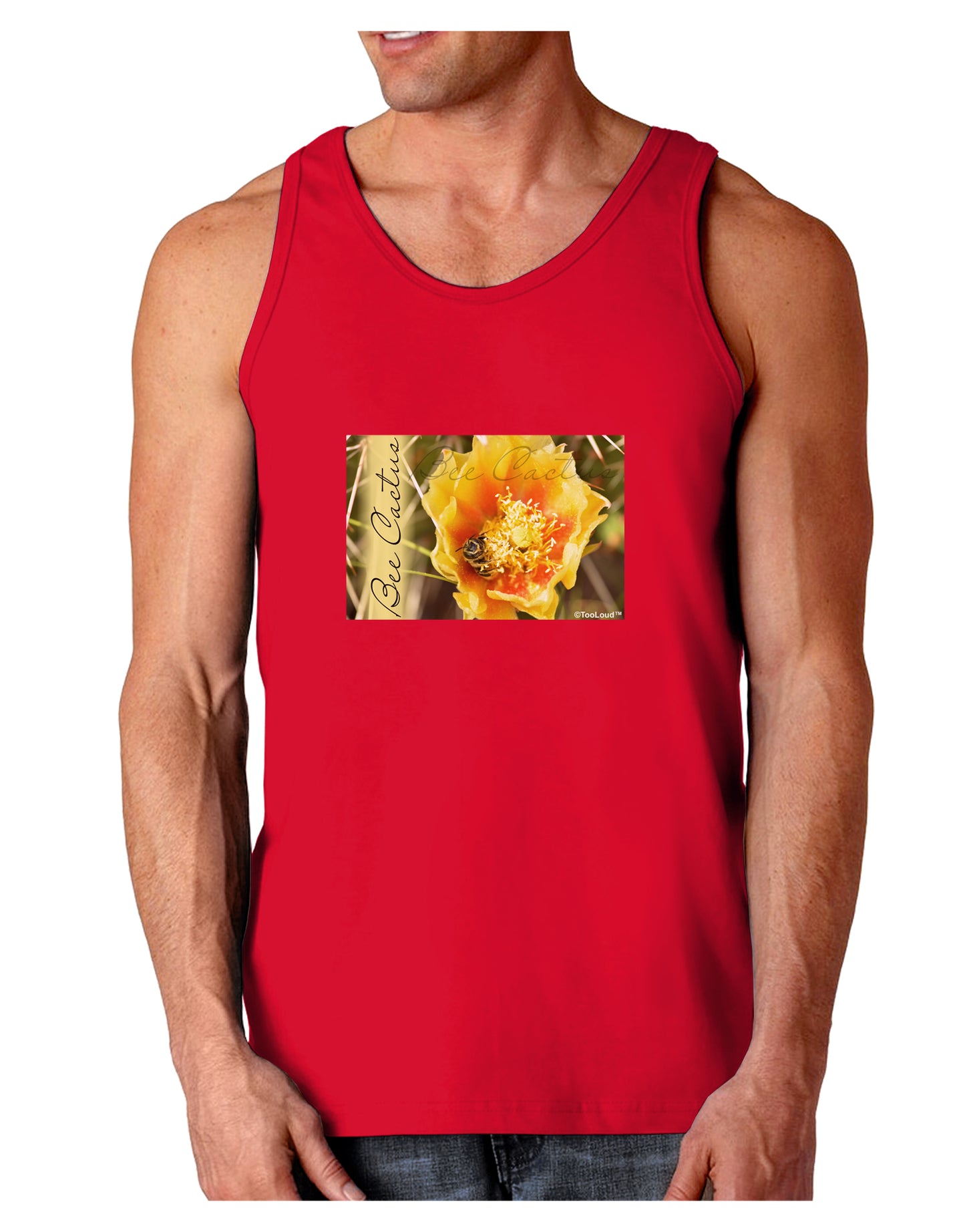 Bee Cactus with Text Dark Loose Tank Top-Mens Loose Tank Top-TooLoud-Red-Small-Davson Sales