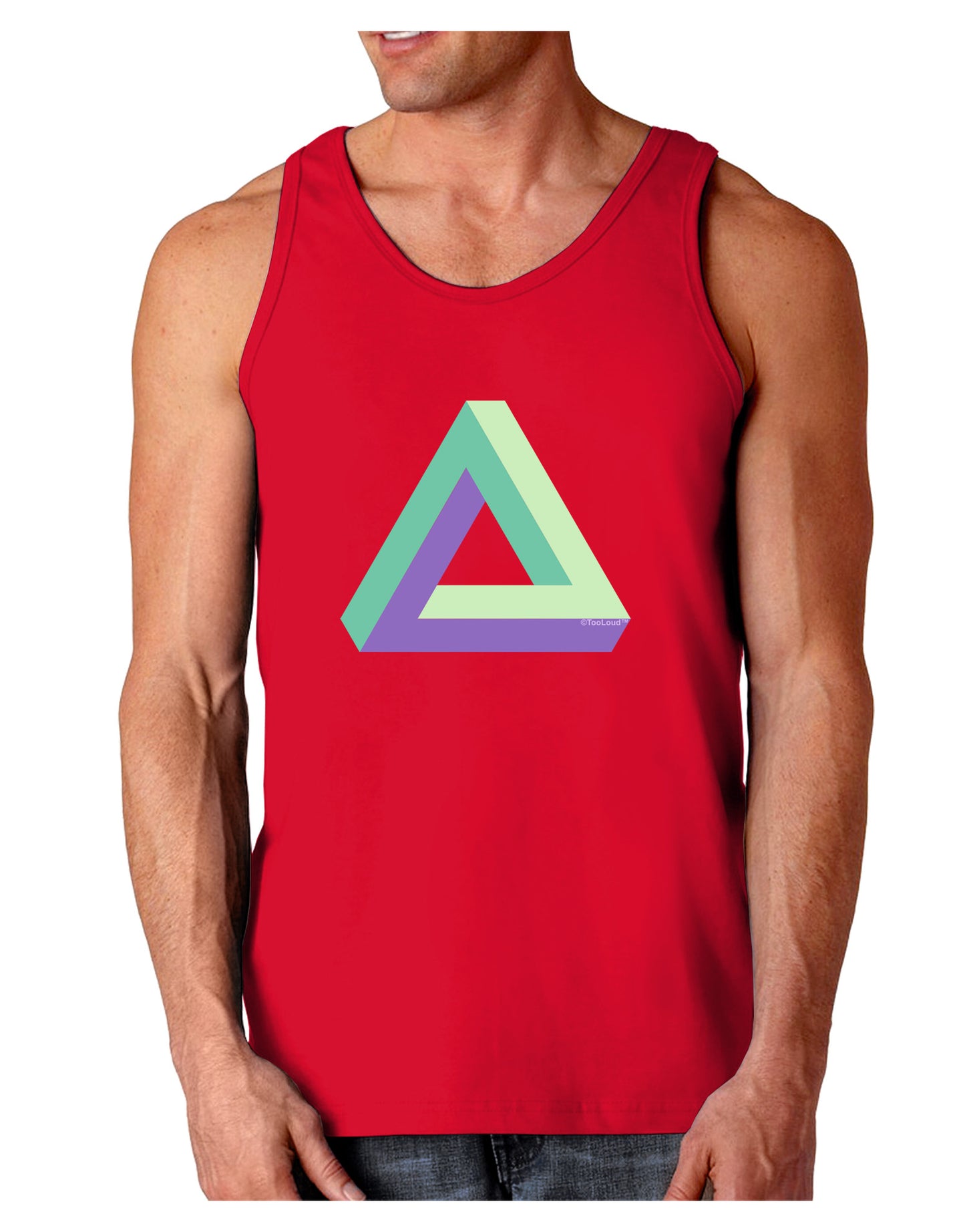 Impossible Triangle Loop Dark Loose Tank Top-Mens Loose Tank Top-TooLoud-Red-Small-Davson Sales