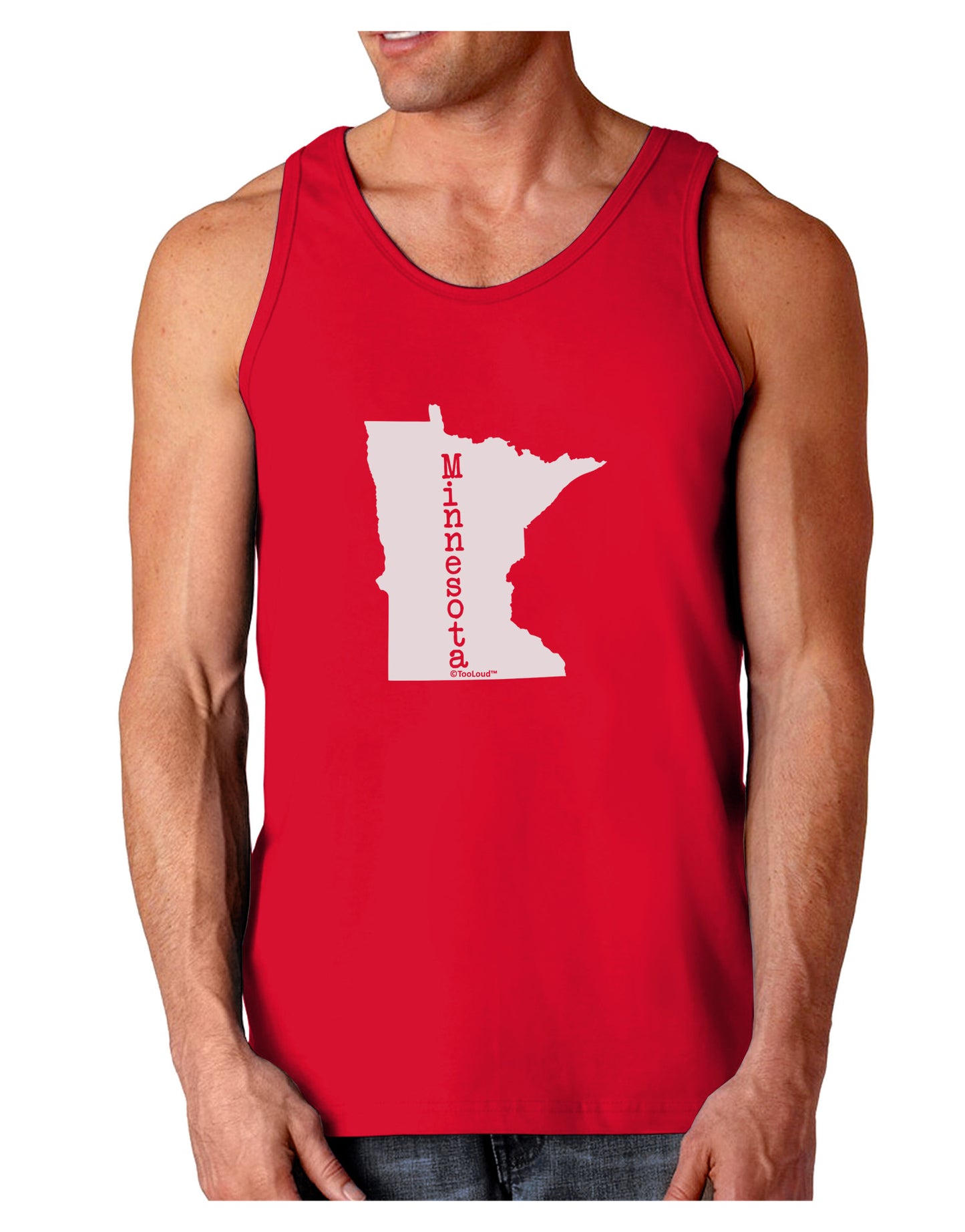 Minnesota - United States Shape Dark Loose Tank Top-Mens Loose Tank Top-TooLoud-Red-Small-Davson Sales