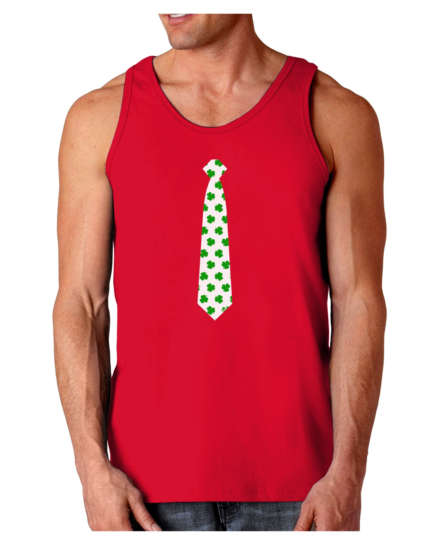 Clover Pattern Tie St Patrick's Day Dark Loose Tank Top-Mens Loose Tank Top-TooLoud-Red-Small-Davson Sales